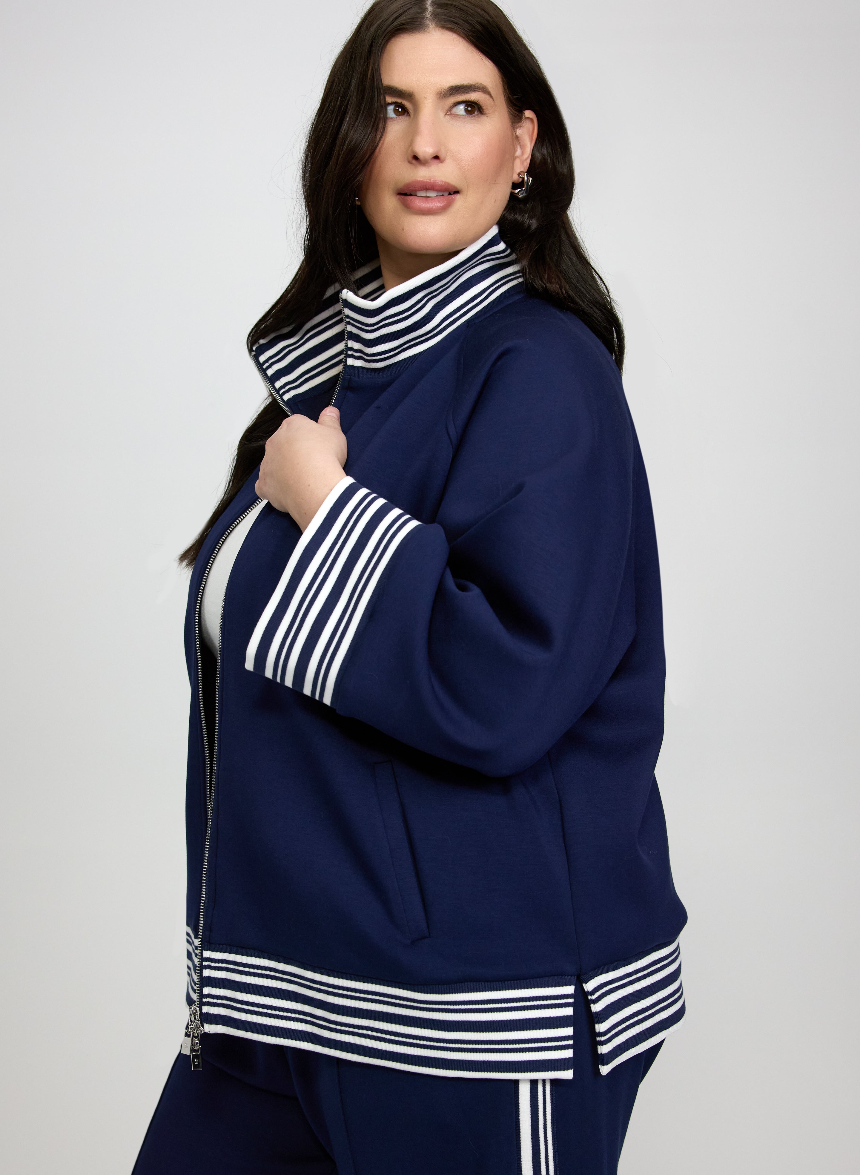 Joseph Ribkoff - Contrast Zip-Up Top-Tactilefable