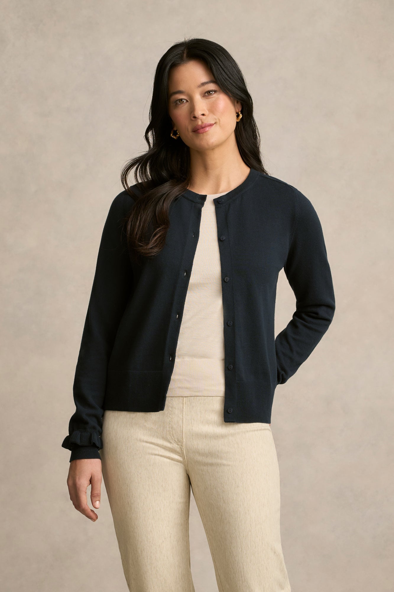 Scallop Cuff Cardigan - Ink-Tactilefable