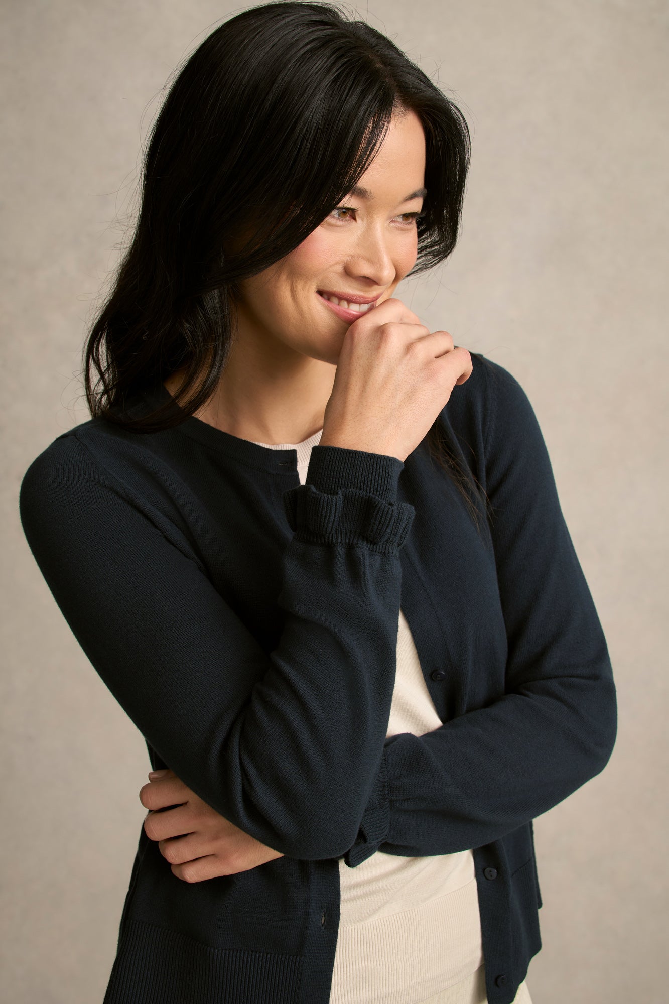 Scallop Cuff Cardigan - Ink-Tactilefable