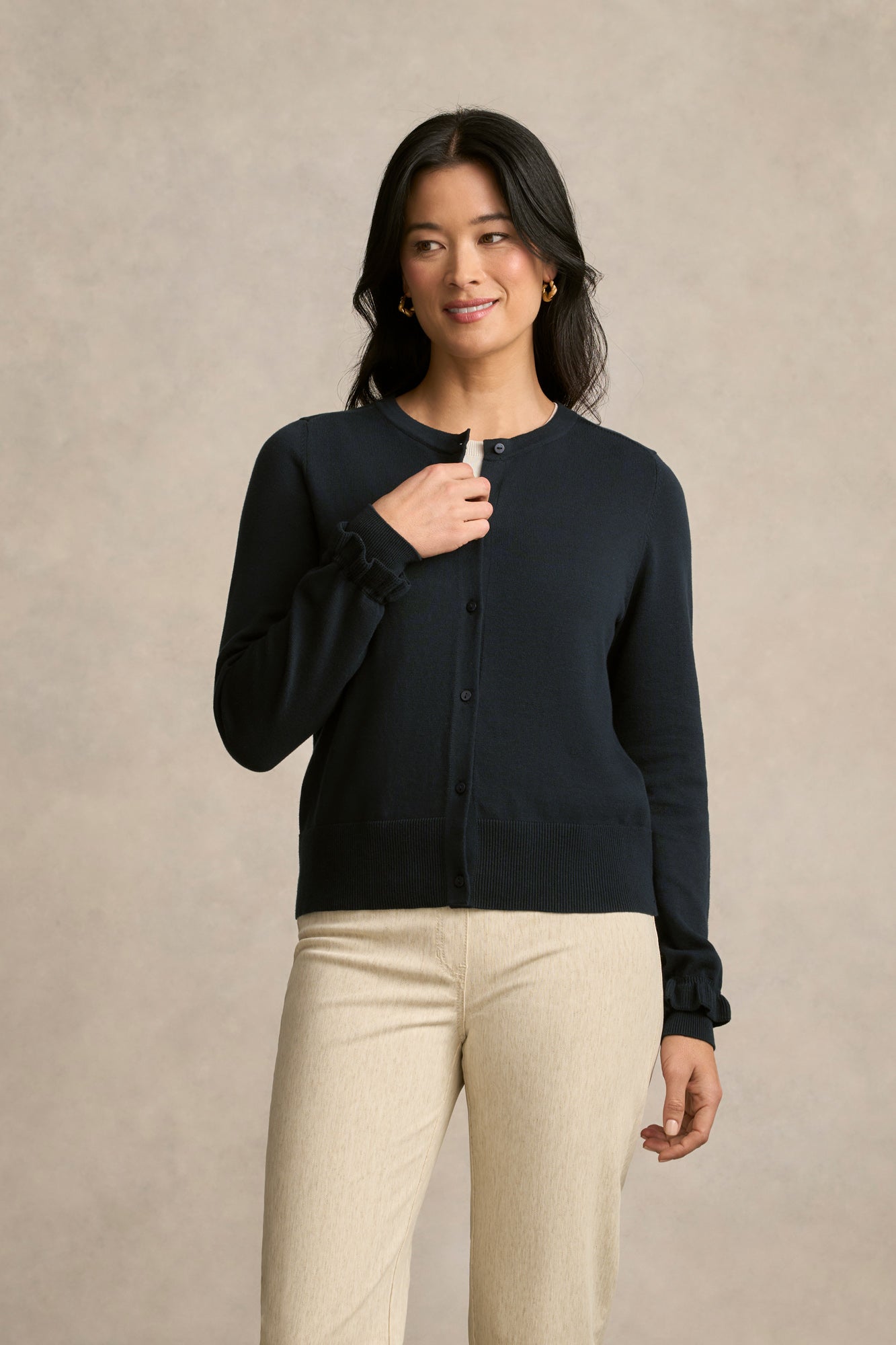 Scallop Cuff Cardigan - Ink-Tactilefable