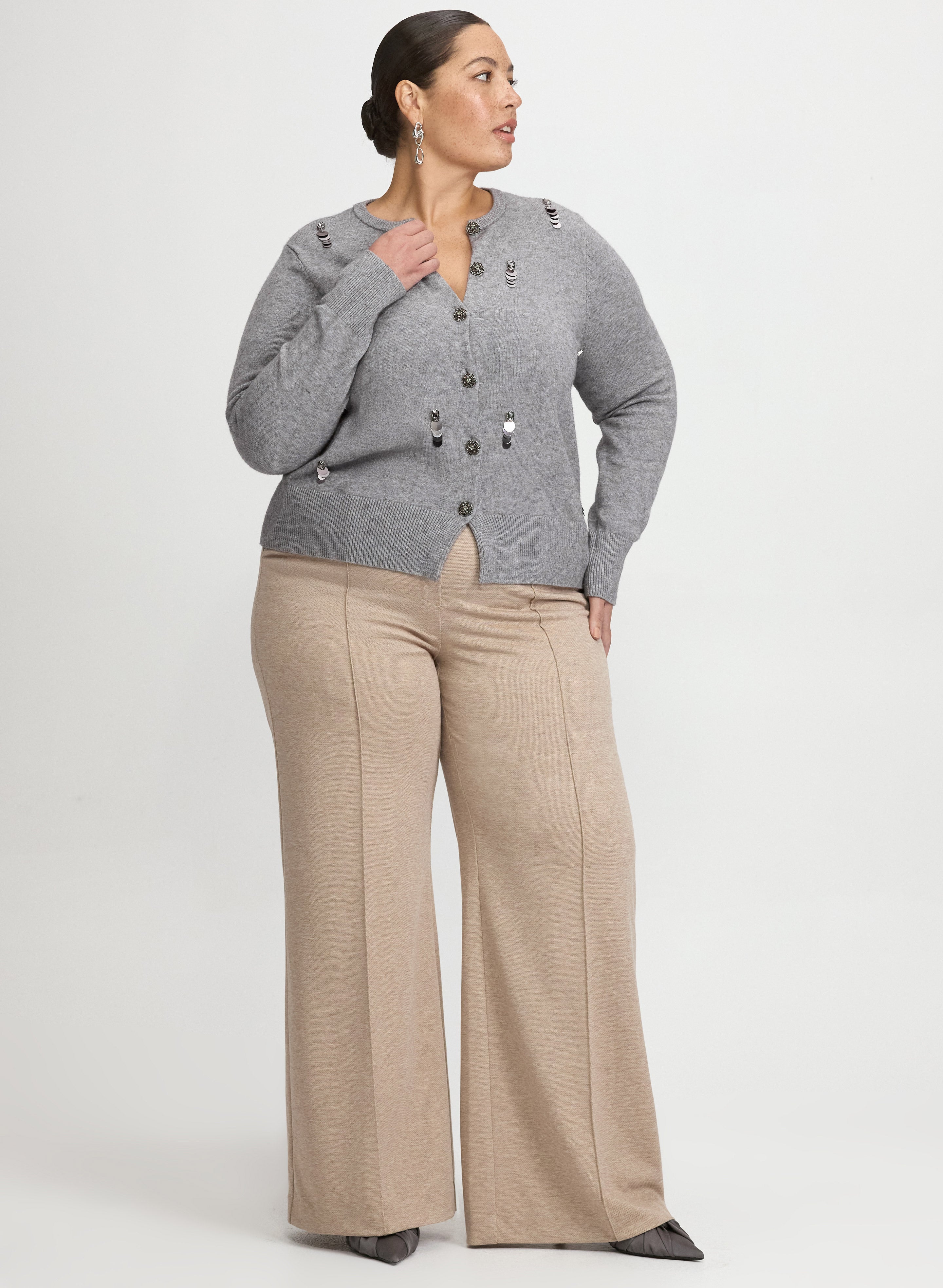 Embellished Jeweled Button Cardigan-Tactilefable