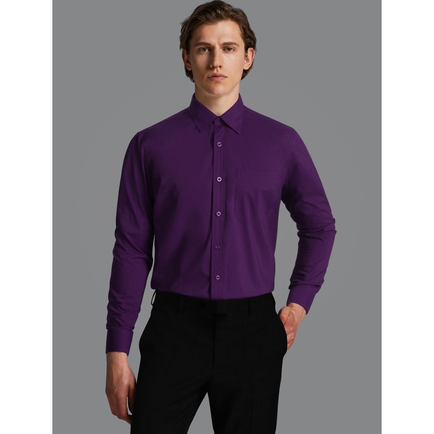  Purple Stretch Dress Shirt Comfortable Corporate Style-Tactilefable