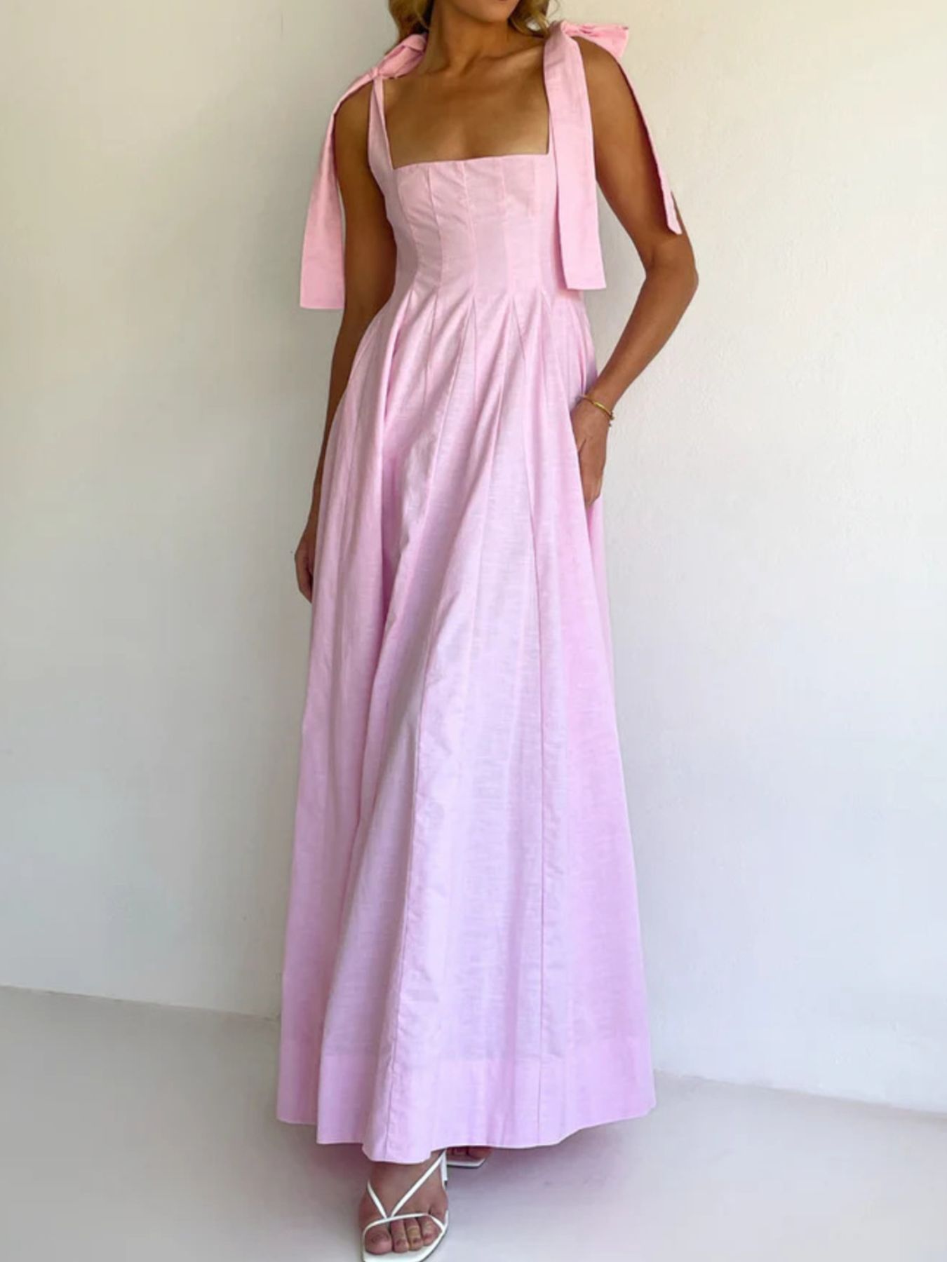 Pastel Promenade Tie-Shoulder Maxi Dress | 3 Colors-Tactilefable