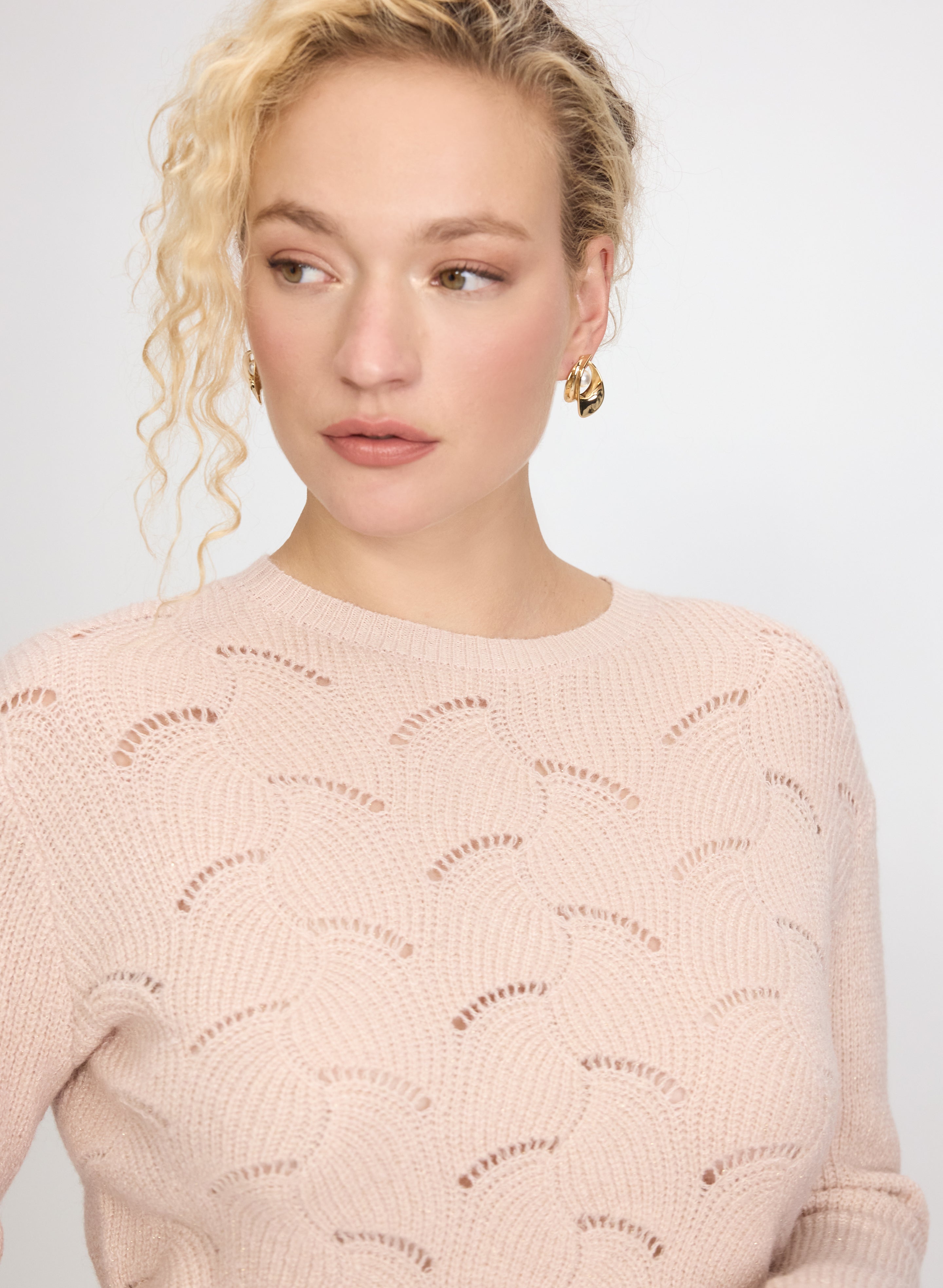 Open Knit Metallic Sweater-Tactilefable