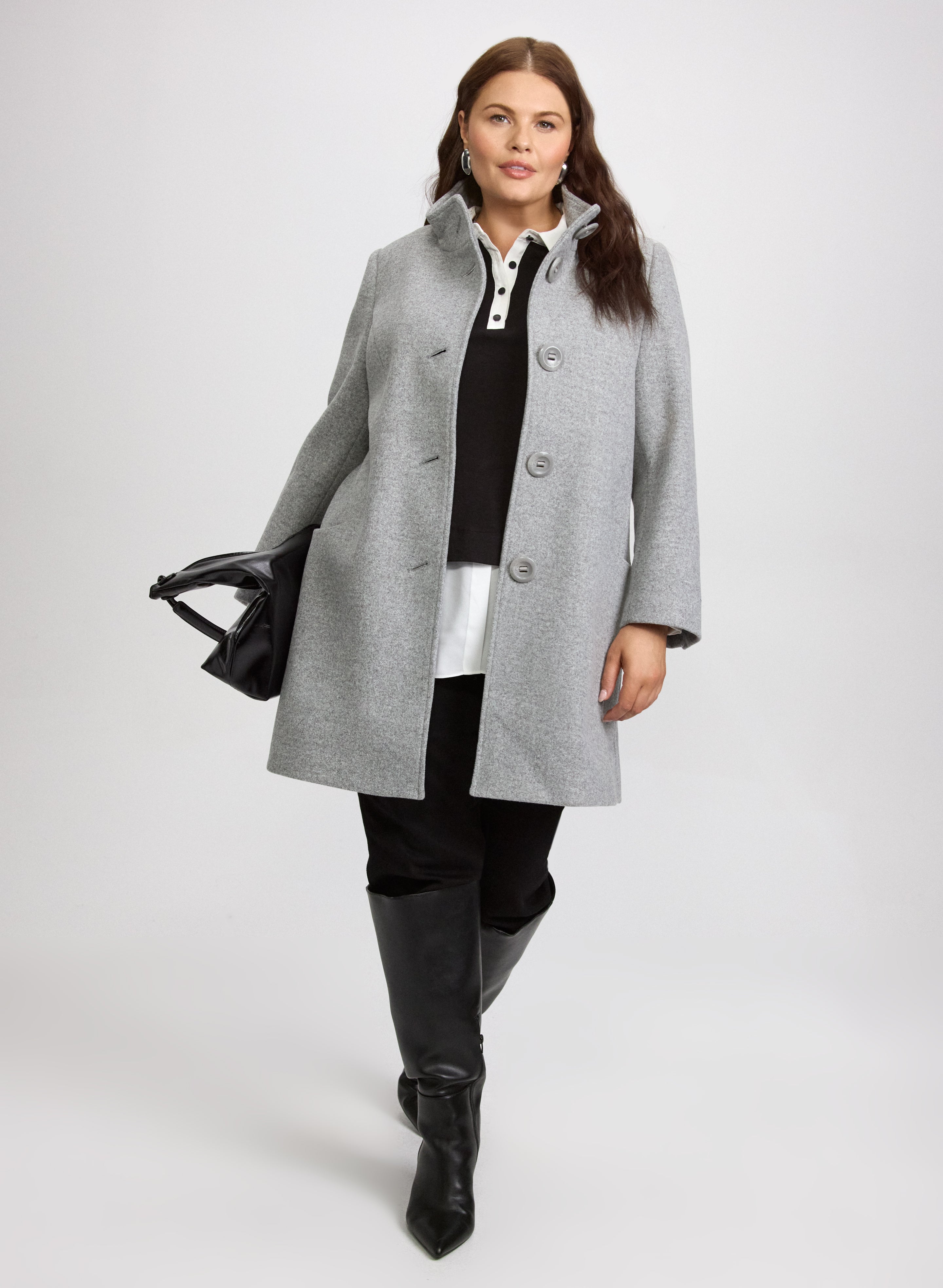 Stretch Wool-Blend Coat-Tactilefable
