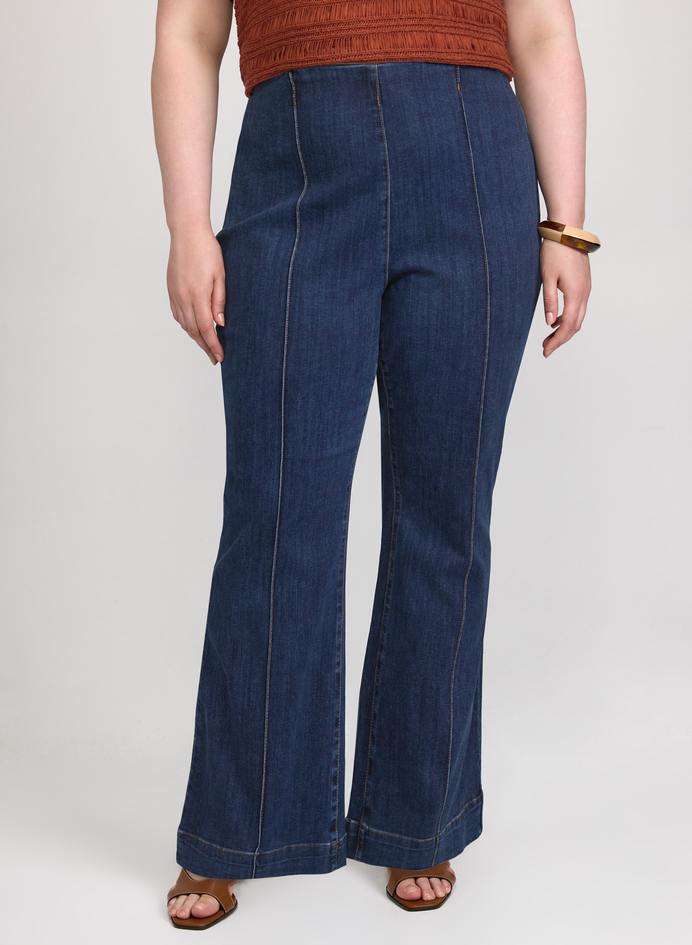Pull-On Flare Jeans-Tactilefable