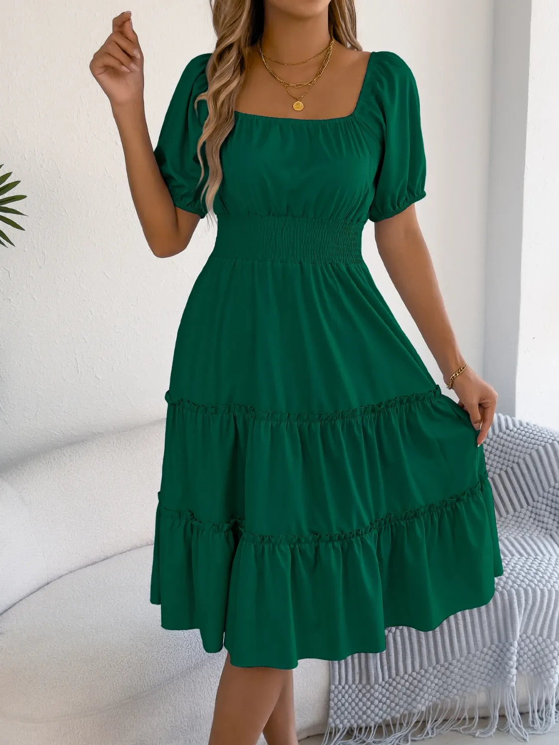 Garden Party Tiered Puff Sleeve Dress | 3 Colors | Poundton-Tactilefable