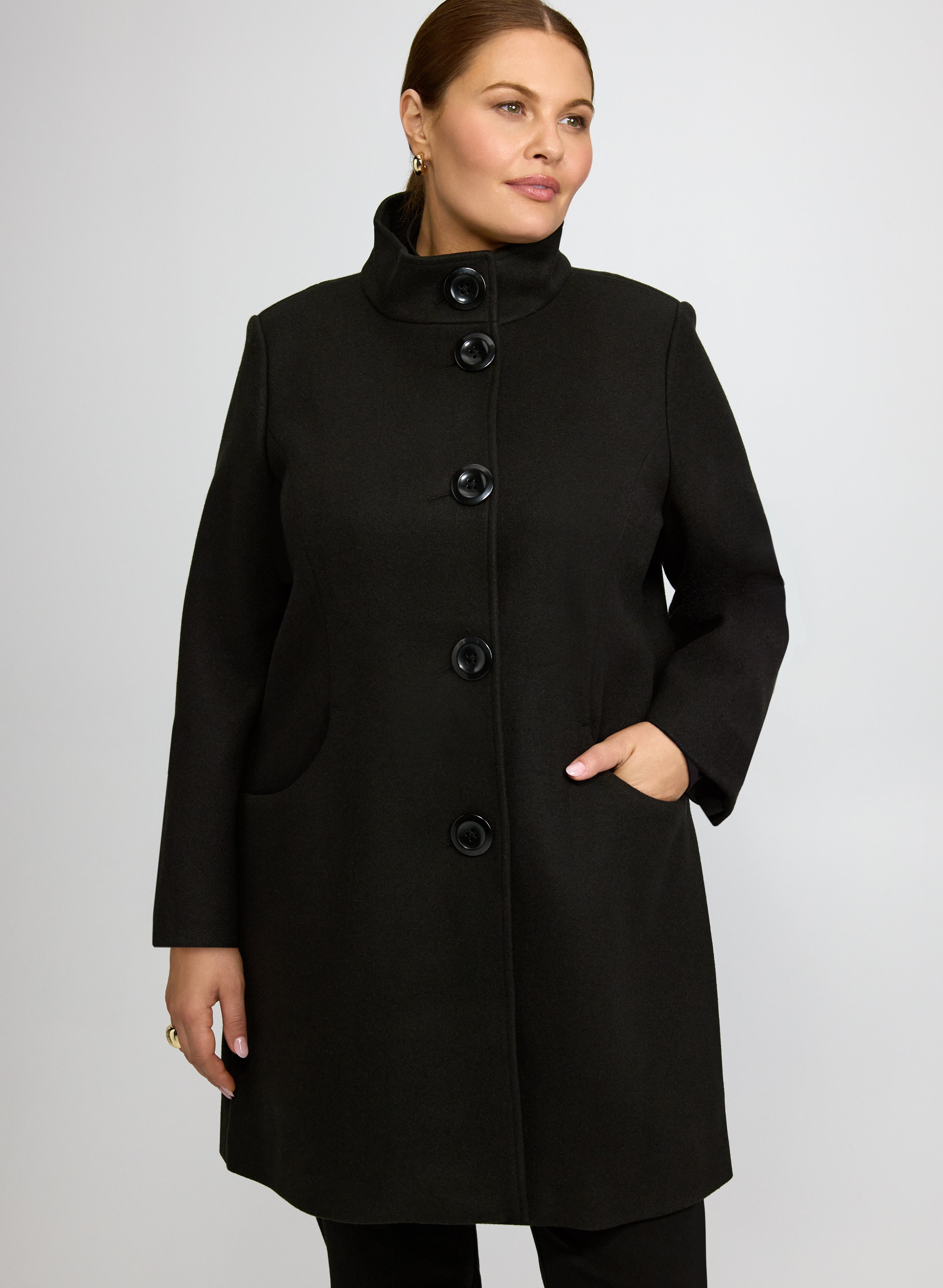 Stretch Wool-Blend Coat-Tactilefable
