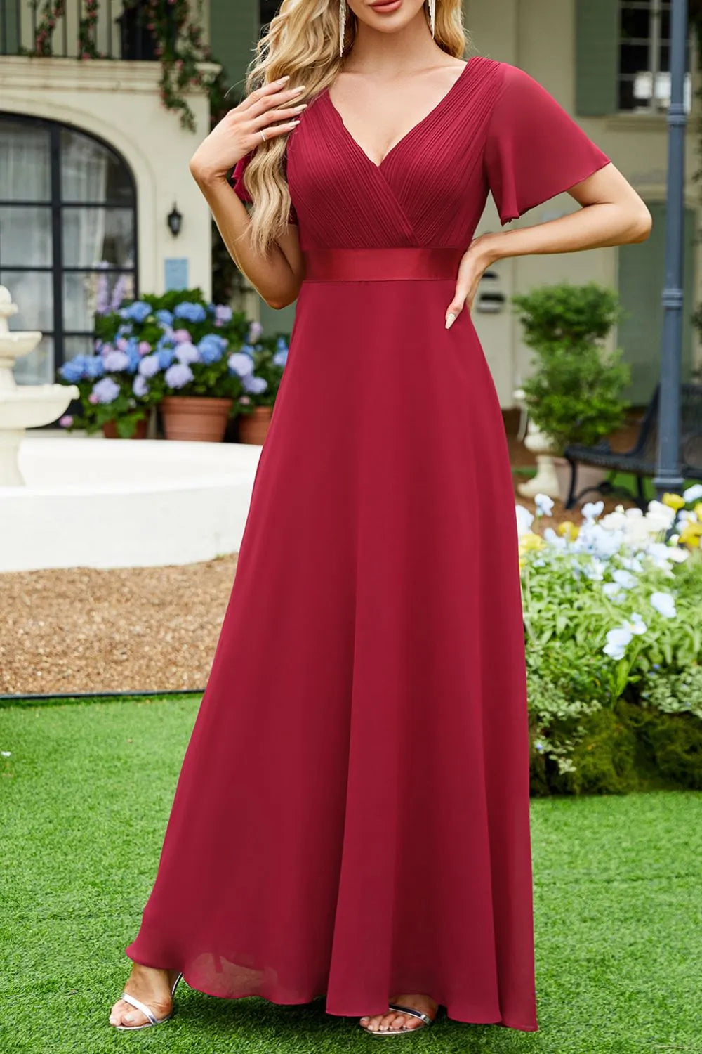 Rosalie Flutter Sleeve Maxi Dress | 2 Colors | Poundton-Tactilefable