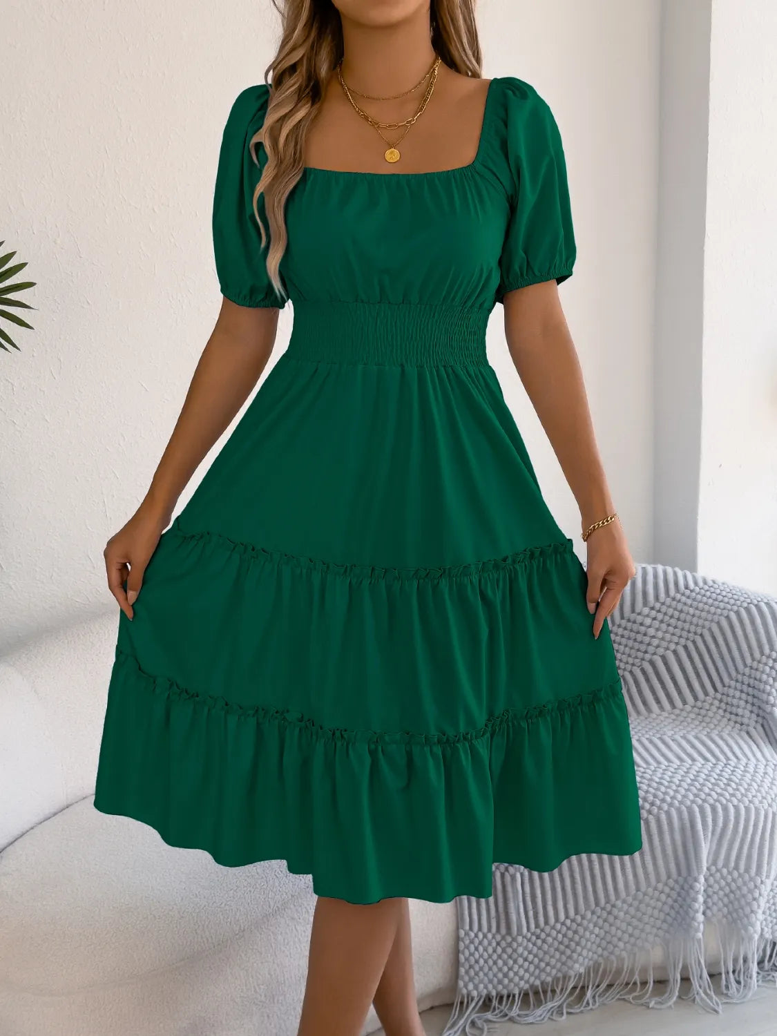 Garden Party Tiered Puff Sleeve Dress | 3 Colors | Poundton-Tactilefable