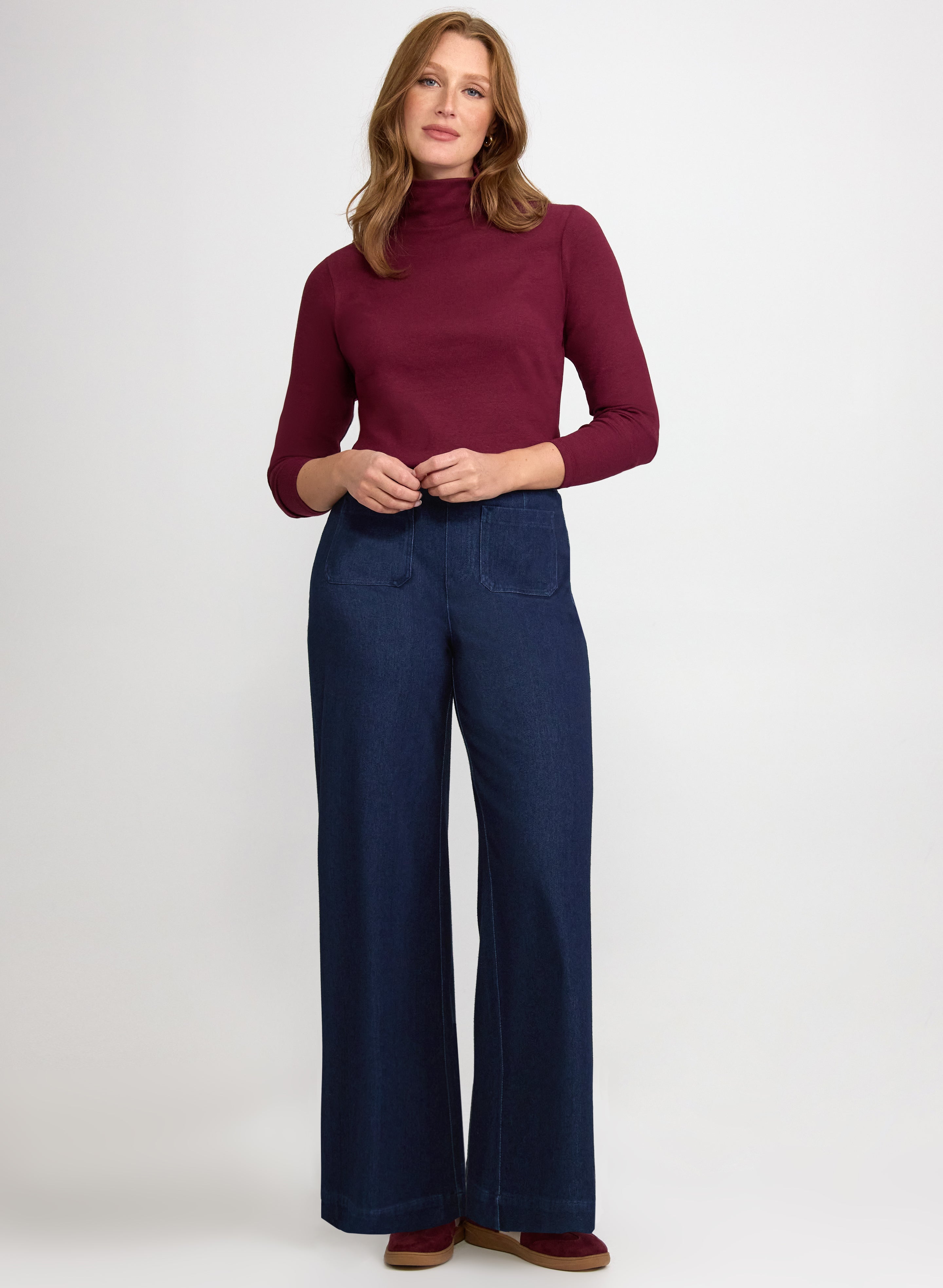 Comfort Stretch Wide-Leg Jeans-Tactilefable