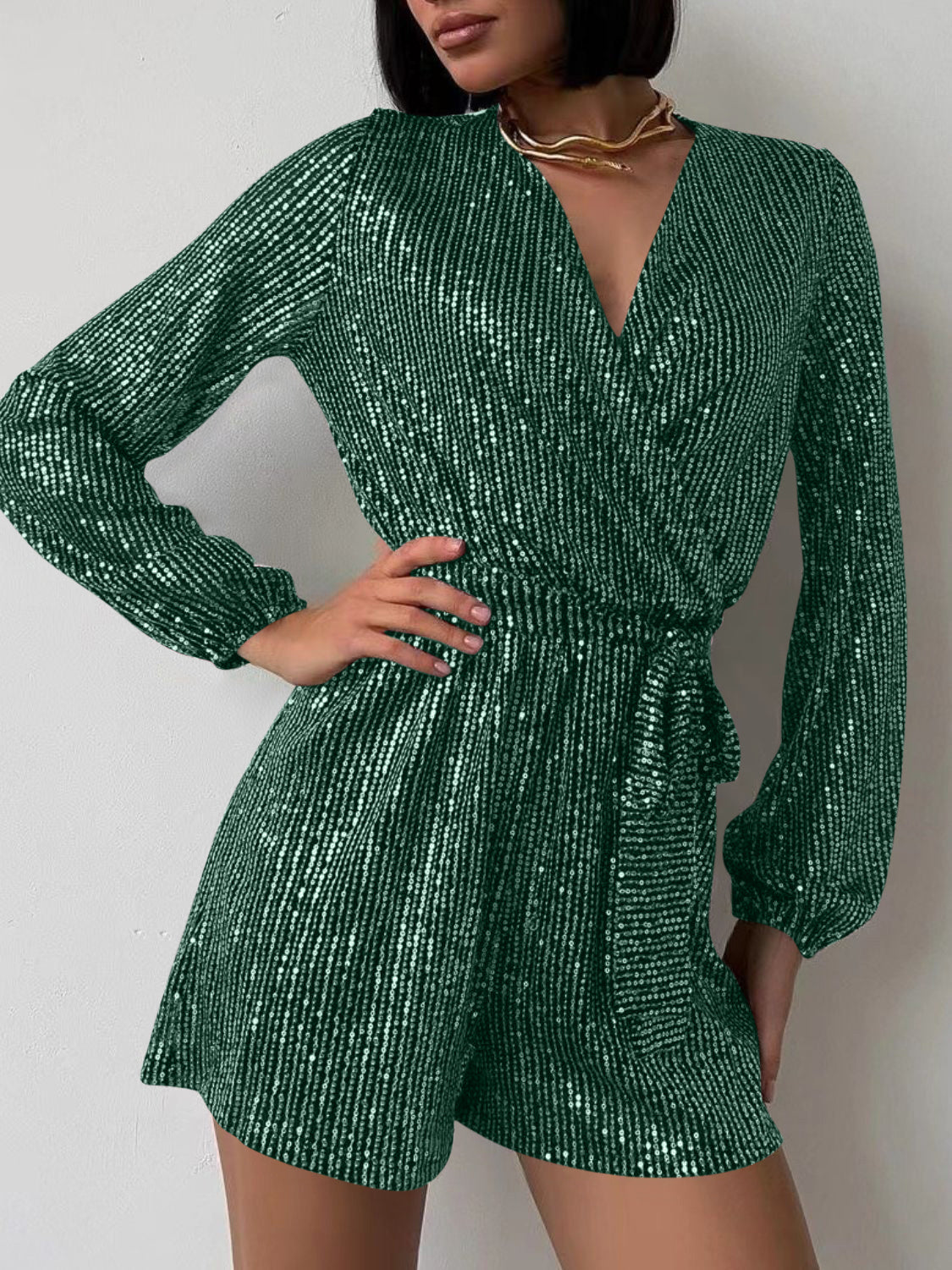 Tie Waist Long Sleeve Romper | 7 Colors-Tactilefable