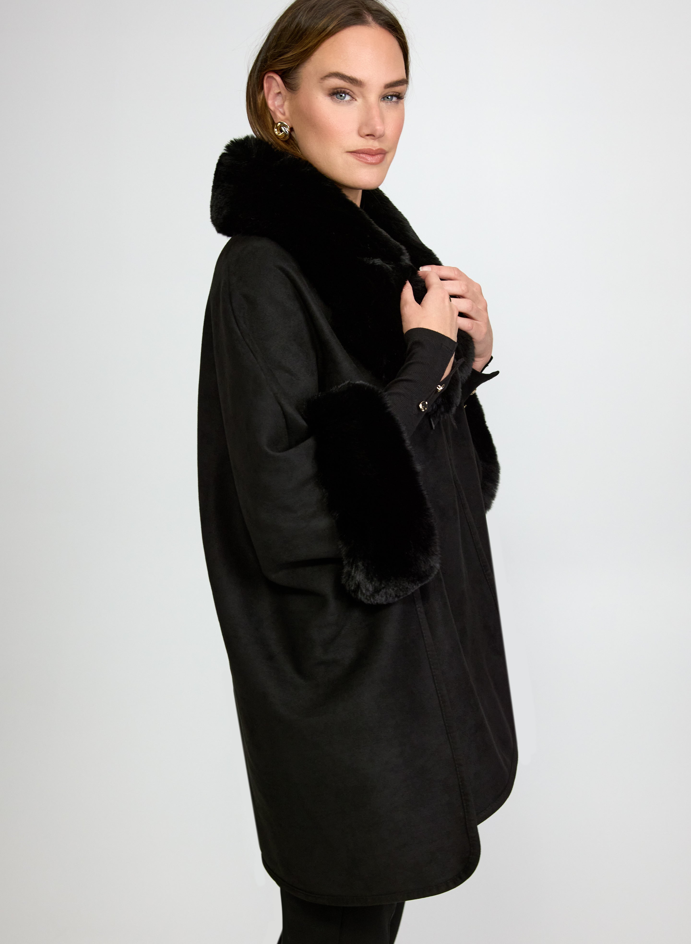 Faux-Suede Poncho-Tactilefable