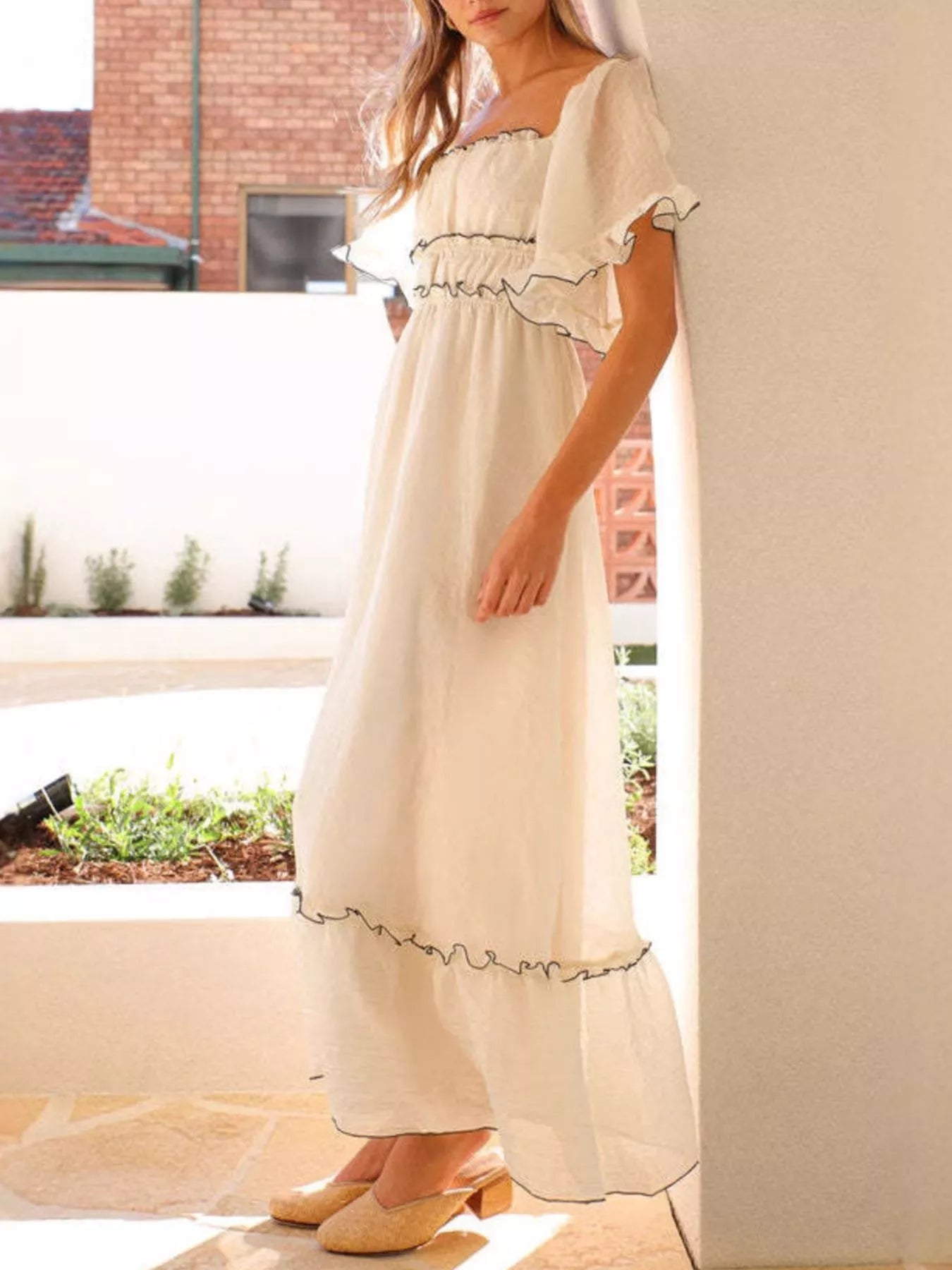 Luana Ruffle Sleeve Tiered Maxi Dress | Poundton-Tactilefable
