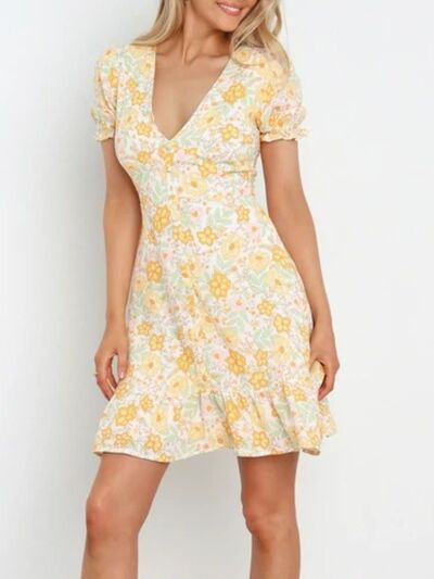 Bella Ruffled Hem Printed Short Sleeve Mini Dress | 2 Colors-Tactilefable
