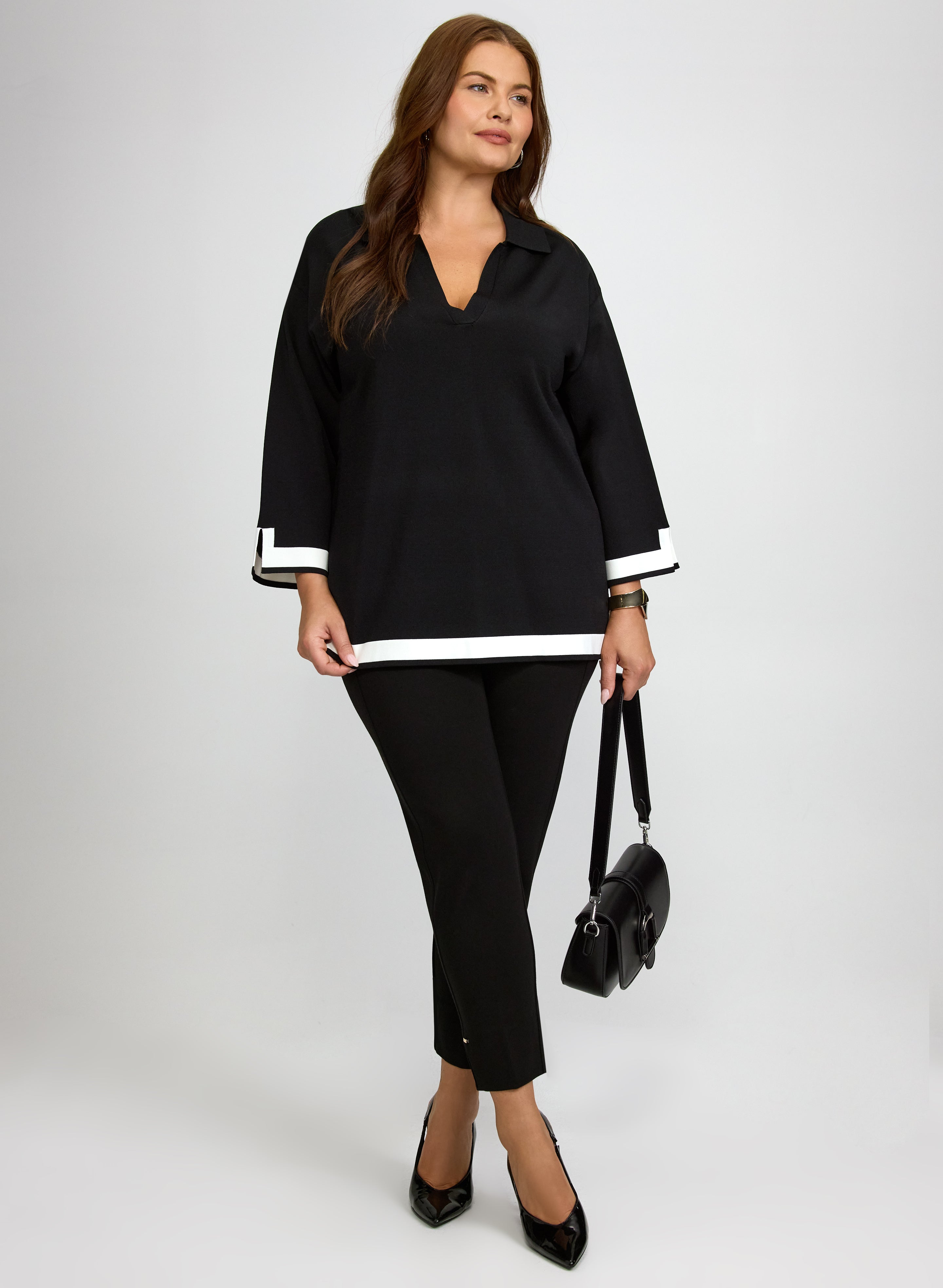Contrast Trim Pullover-Tactilefable