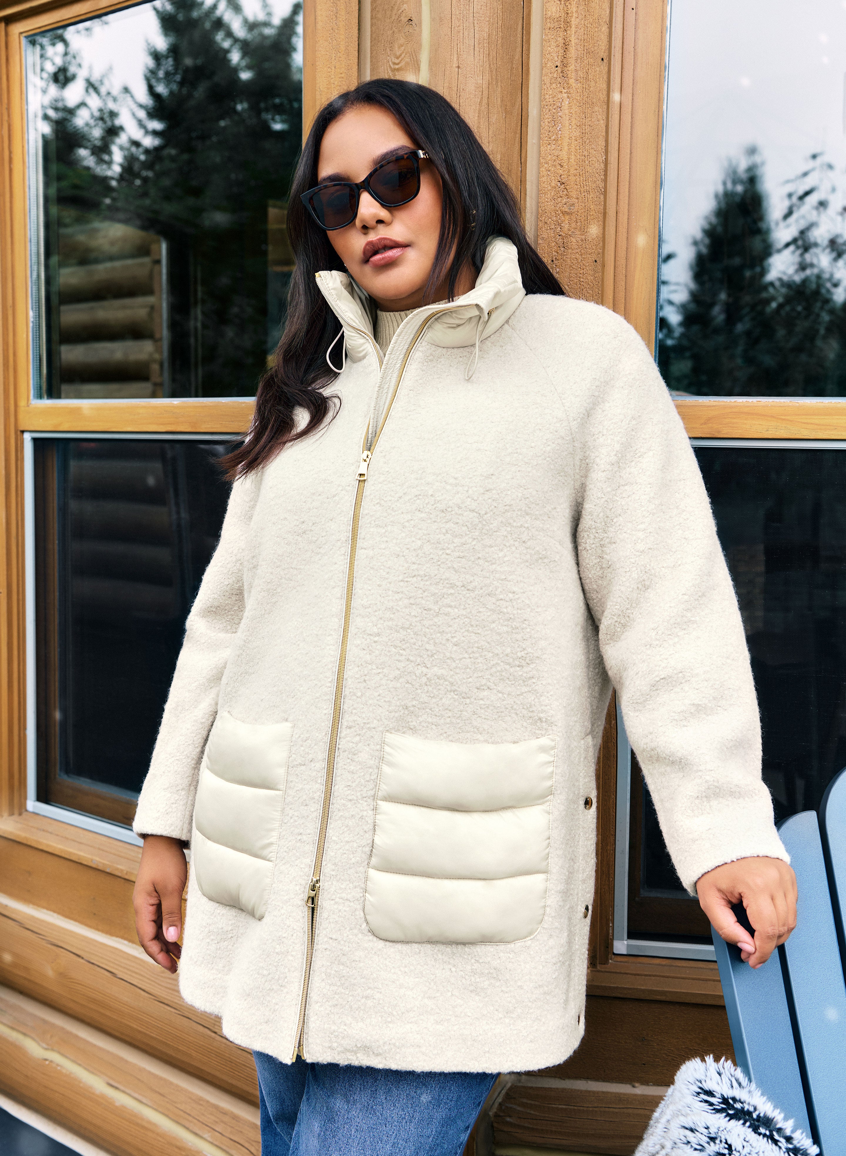 Mixed Puffer Wool-Blend Coat-Tactilefable