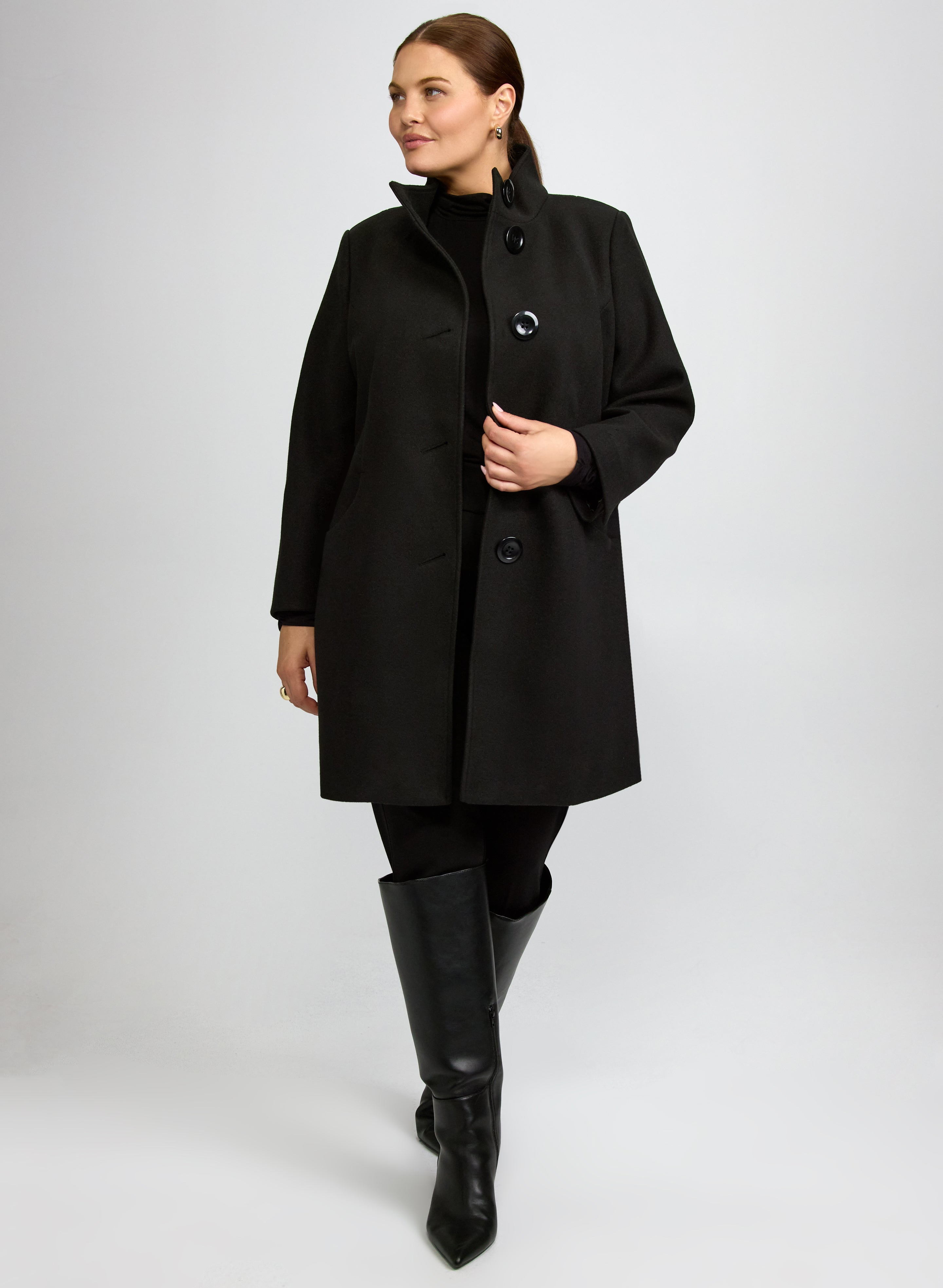 Stretch Wool-Blend Coat-Tactilefable
