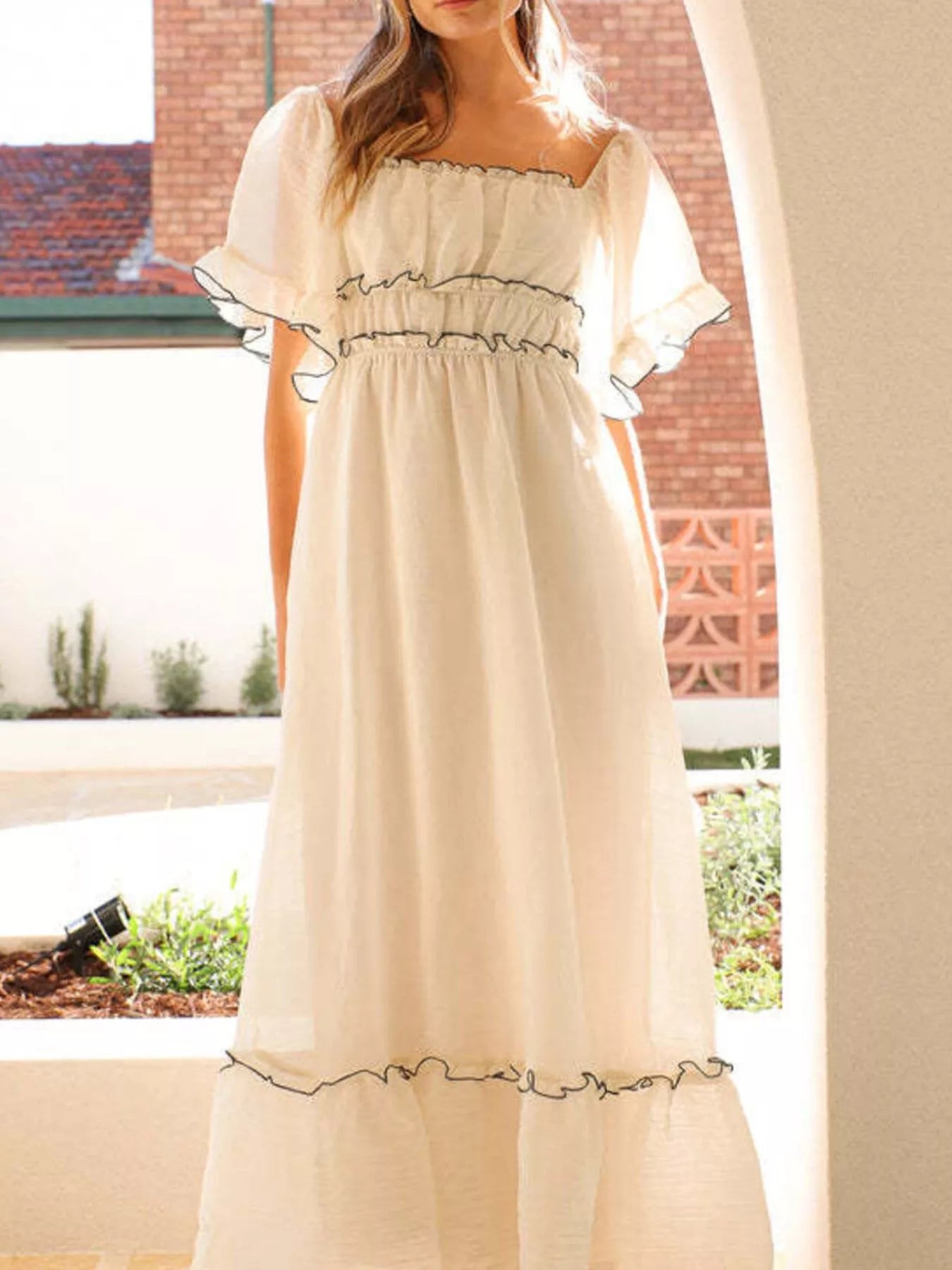 Luana Ruffle Sleeve Tiered Maxi Dress | Poundton-Tactilefable