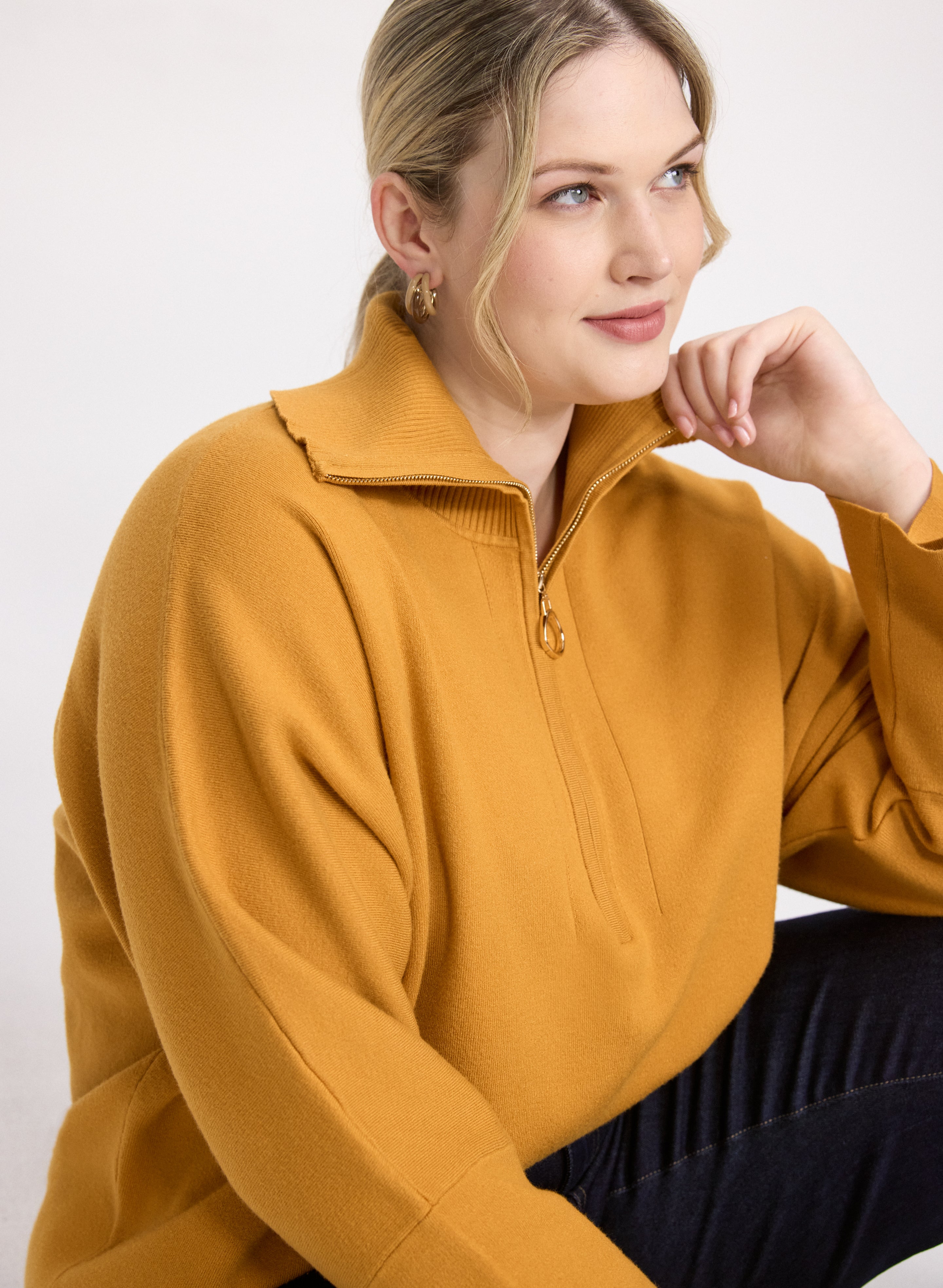 Joseph Ribkoff - Zip-Up Pullover Sweater-Tactilefable