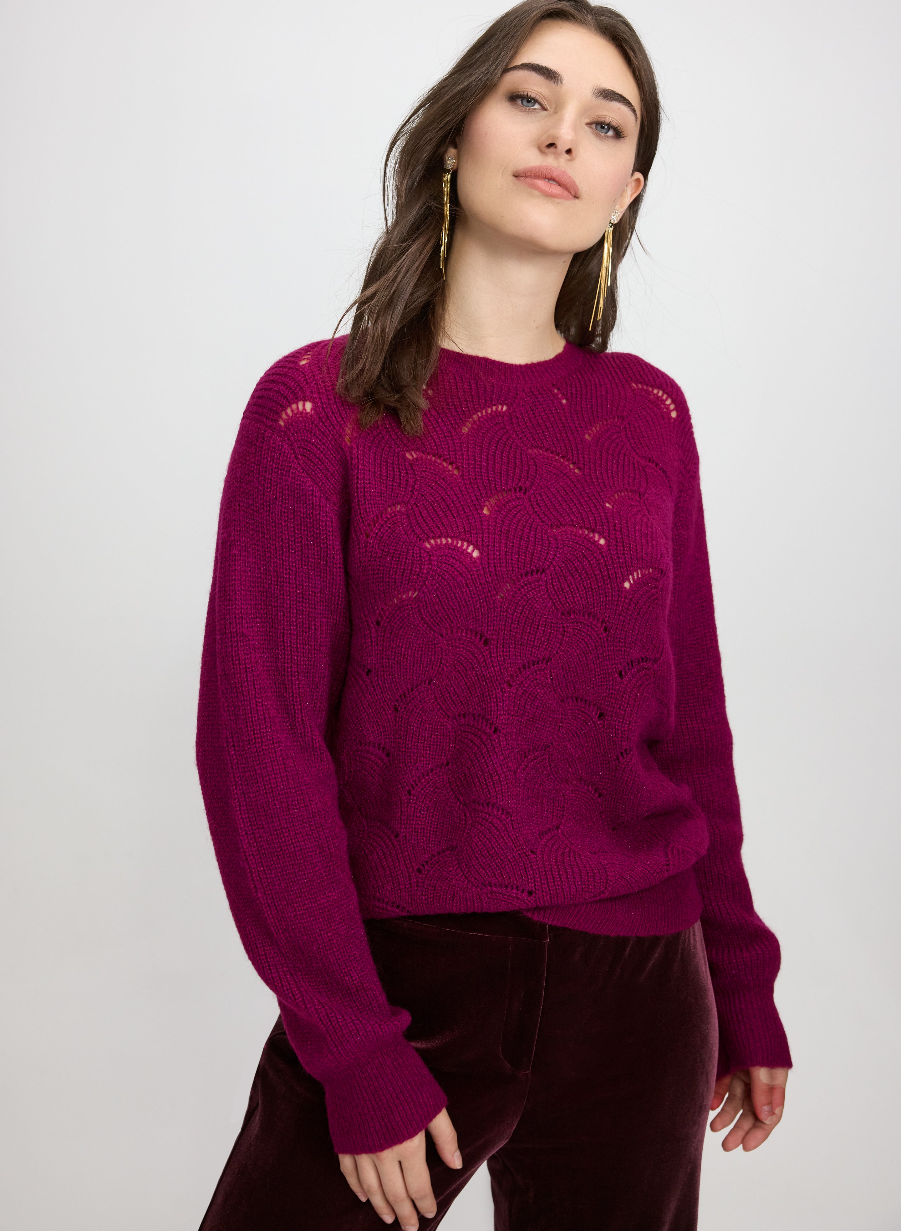 Open Knit Metallic Sweater-Tactilefable