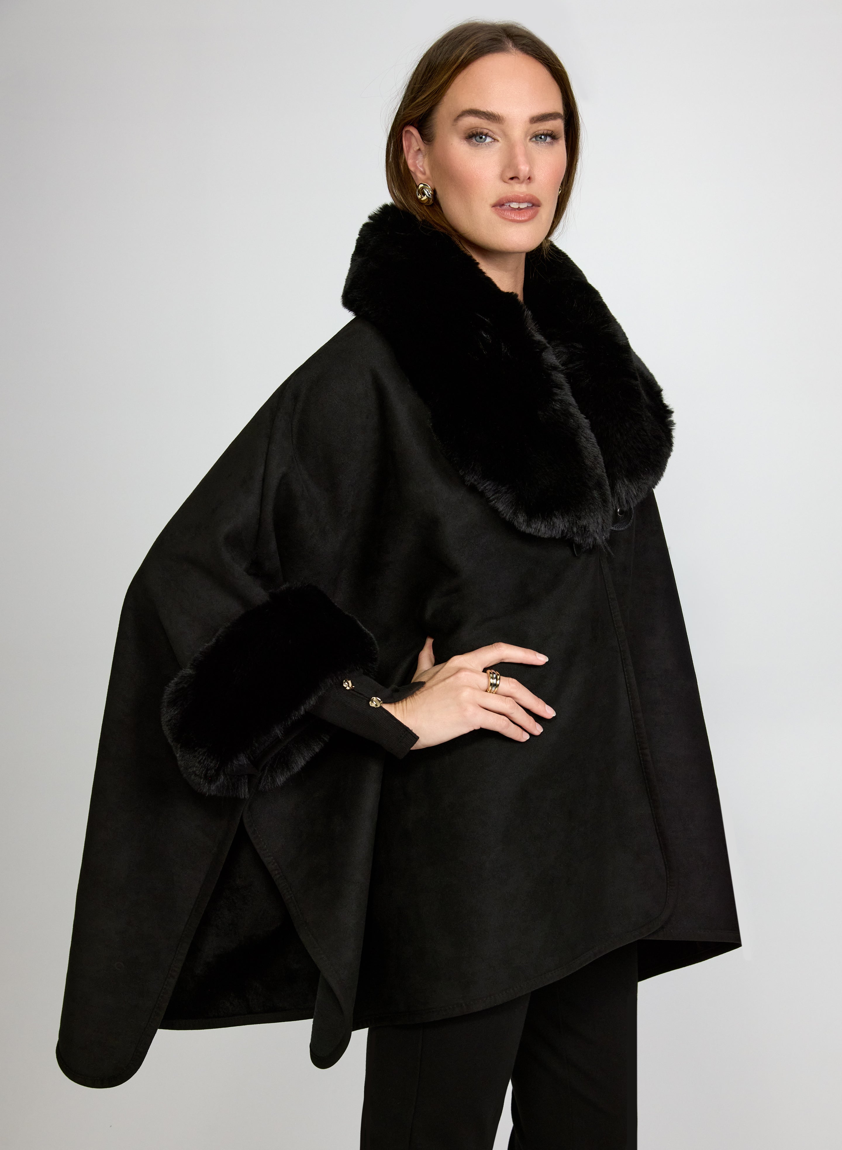 Faux-Suede Poncho-Tactilefable