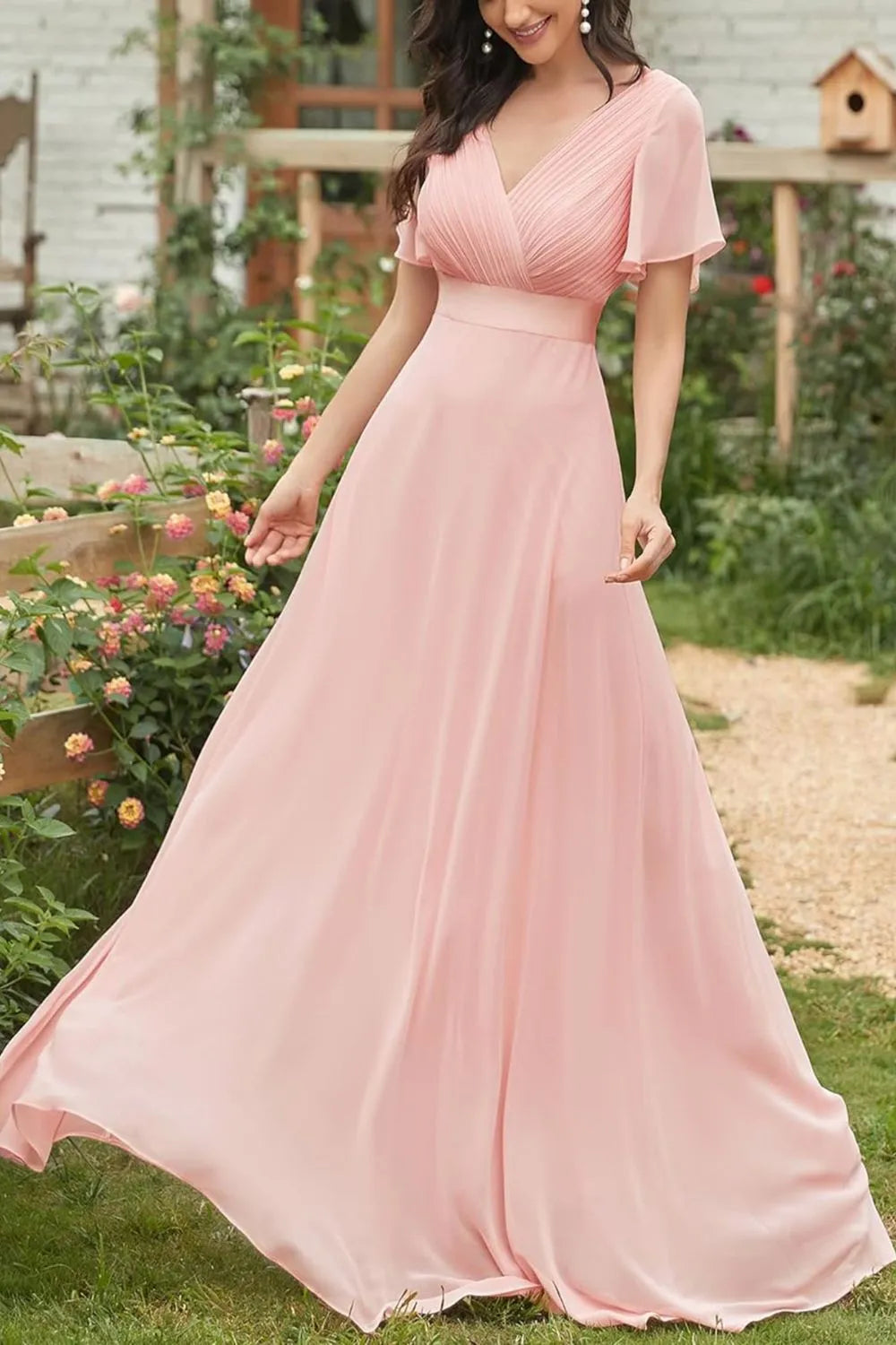 Rosalie Flutter Sleeve Maxi Dress | 2 Colors | Poundton-Tactilefable