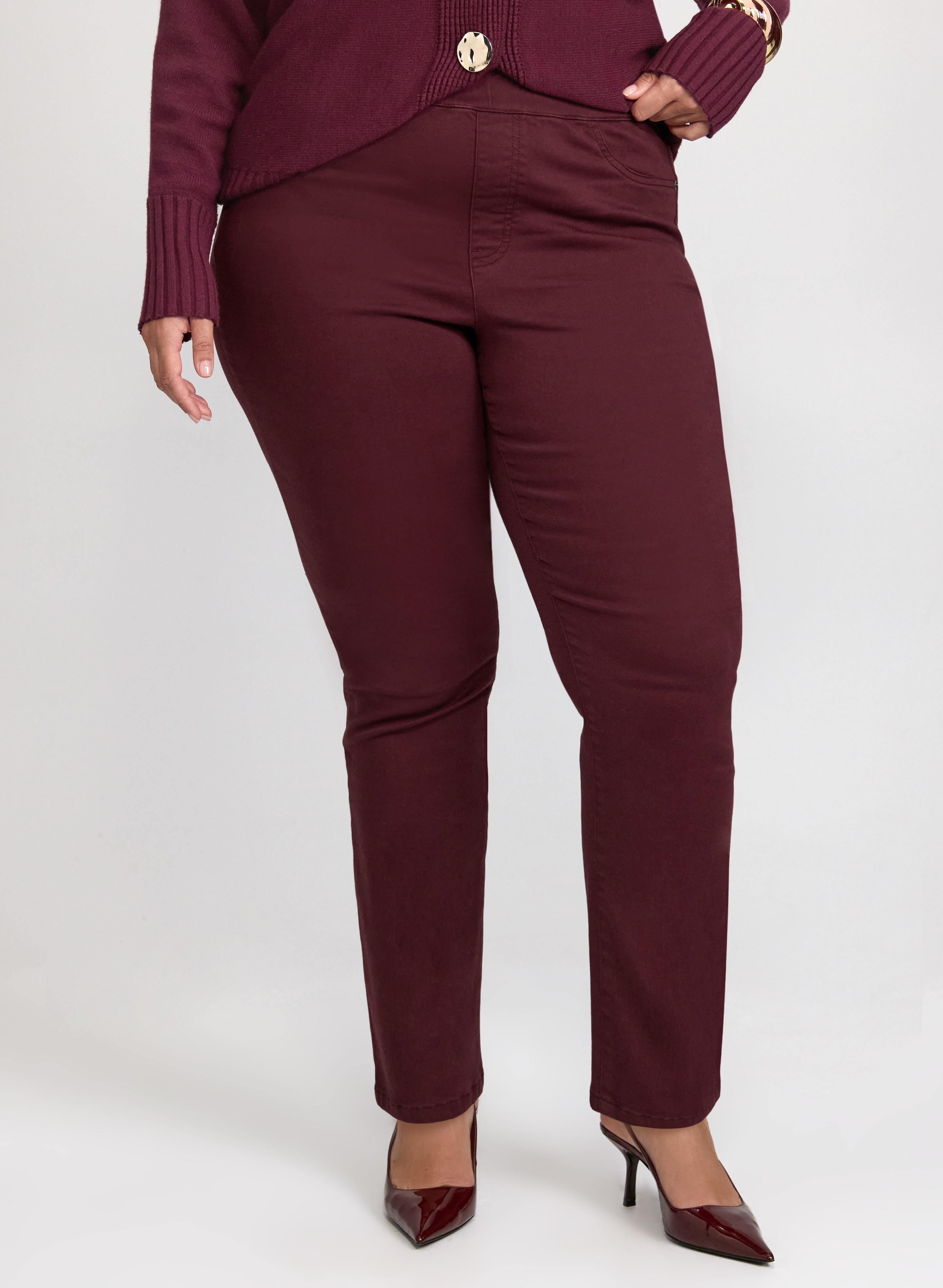 Straight-Leg Pull-On Jeans-Tactilefable