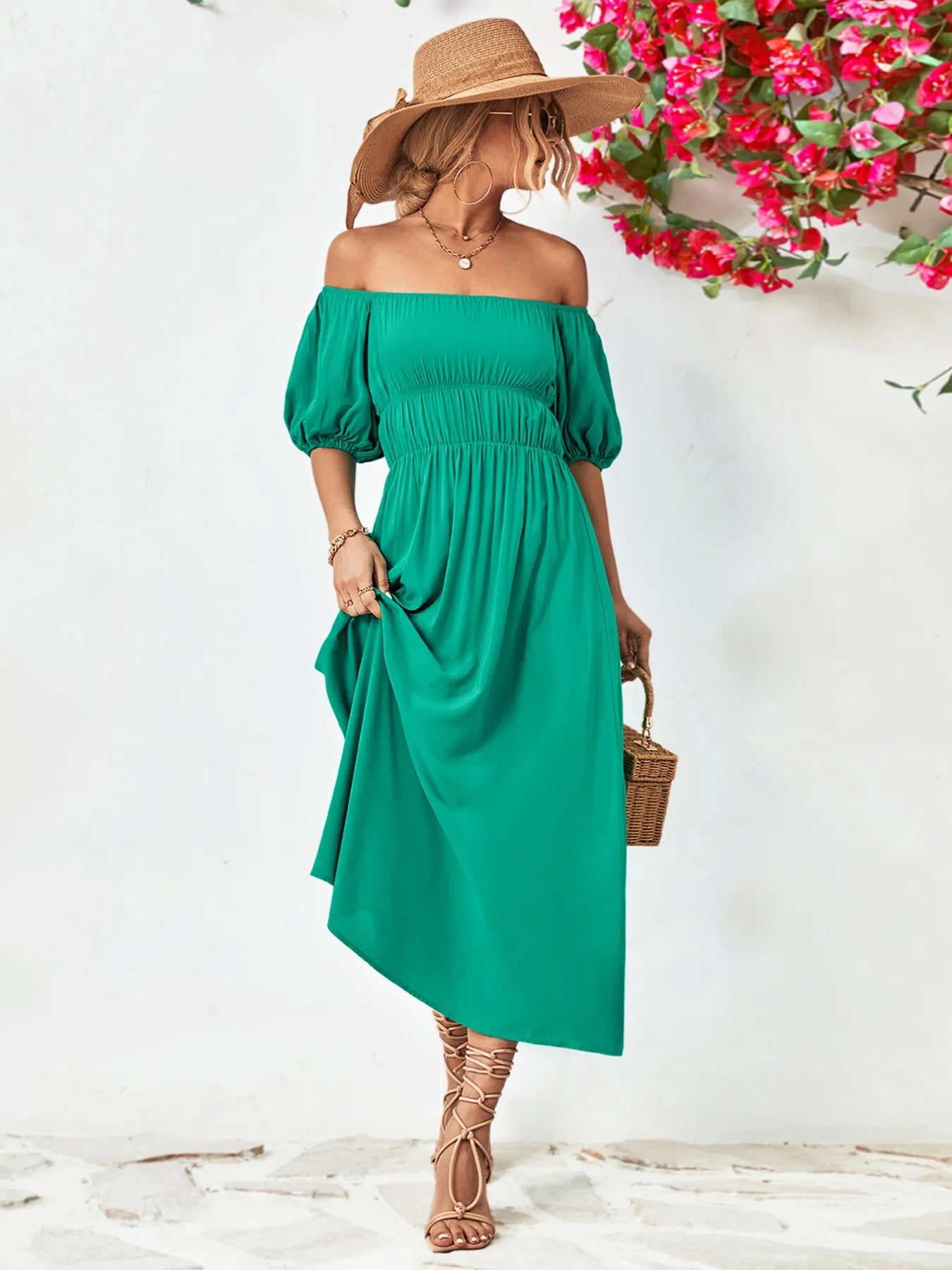 Boho Chic Puff Sleeve Maxi Dress | 3 Colors-Tactilefable