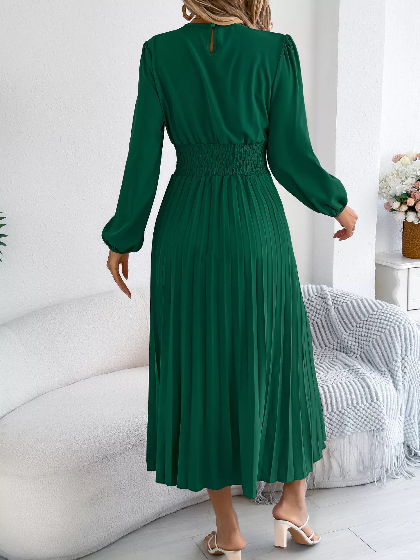 Pleated Waist-Defined Midi Dress | 3 Colors | Poundton-Tactilefable