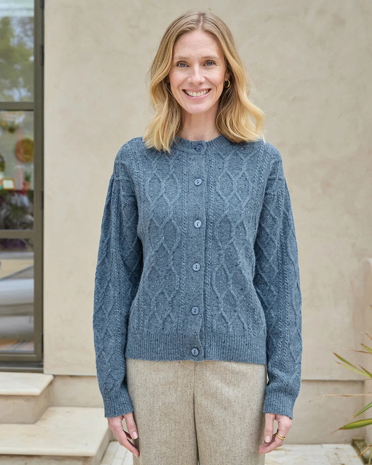Addison Cable Knit Wool Rich Cardigan-Tactilefable