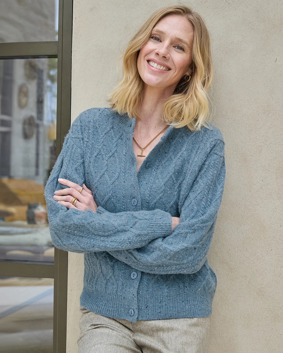Addison Cable Knit Wool Rich Cardigan-Tactilefable