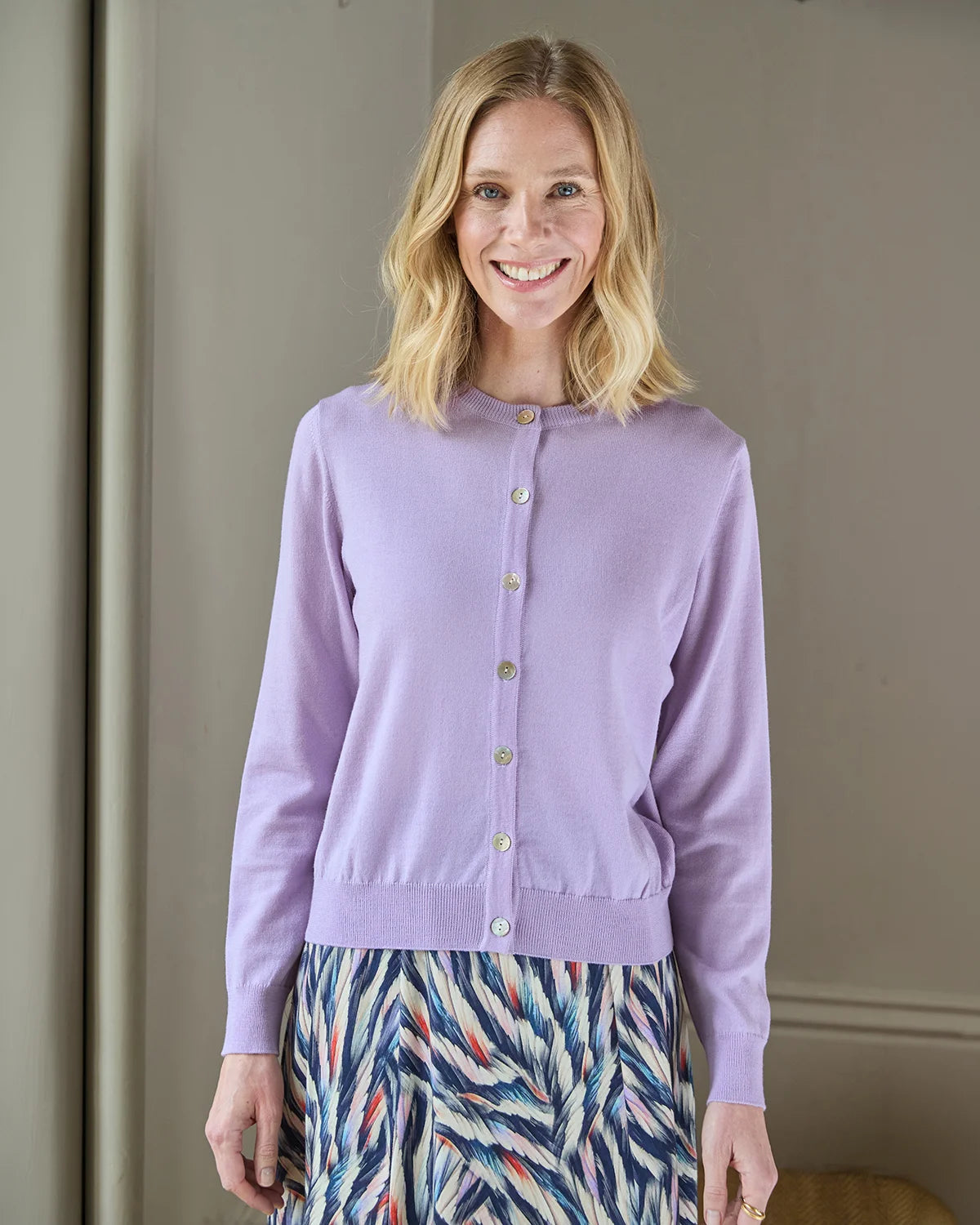 Ladies’ Pure Merino Wool Short Cardigan – Amethyst-Tactilefable