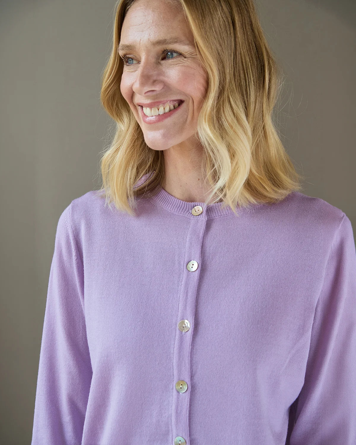 Ladies’ Pure Merino Wool Short Cardigan – Amethyst-Tactilefable