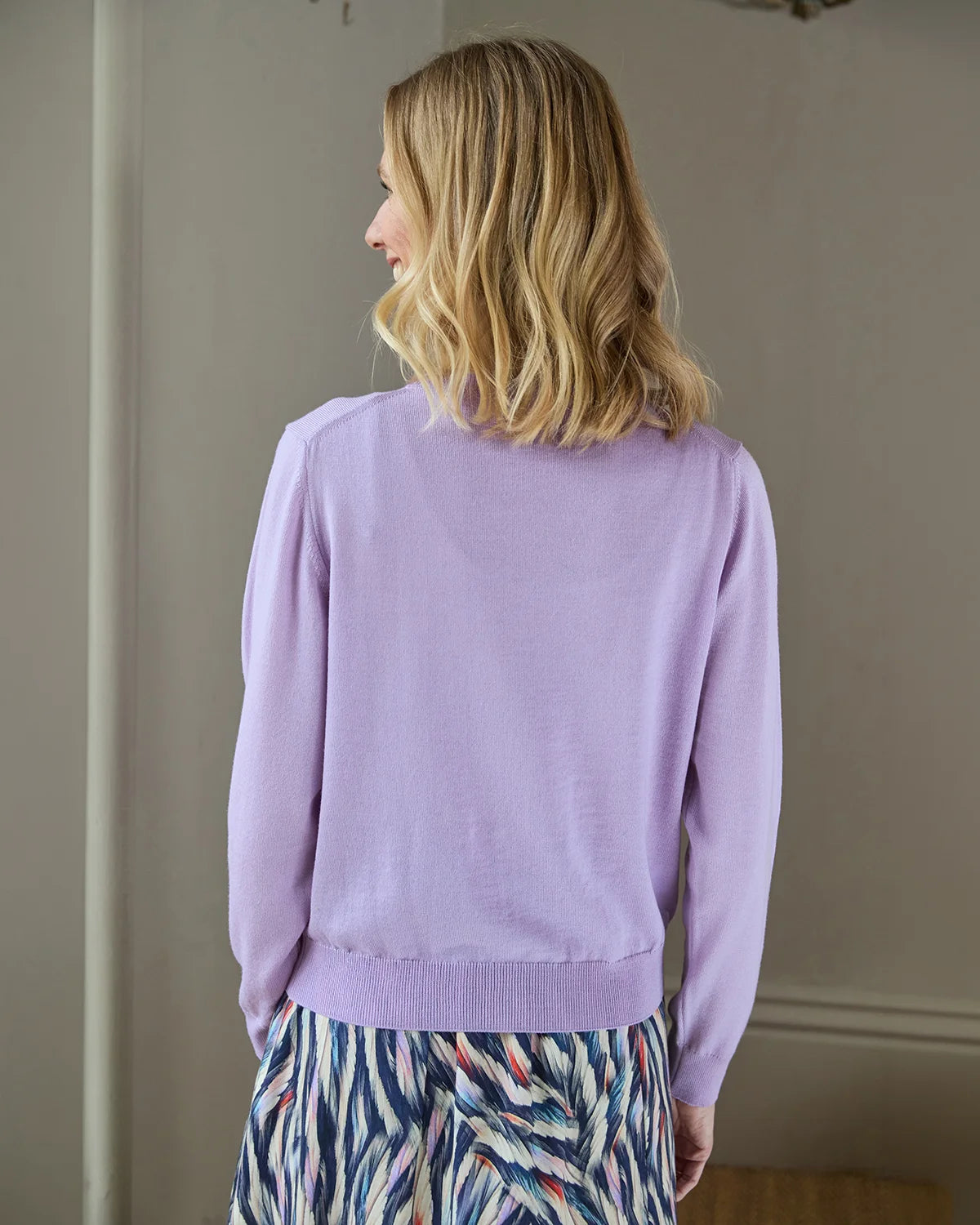 Ladies’ Pure Merino Wool Short Cardigan – Amethyst-Tactilefable