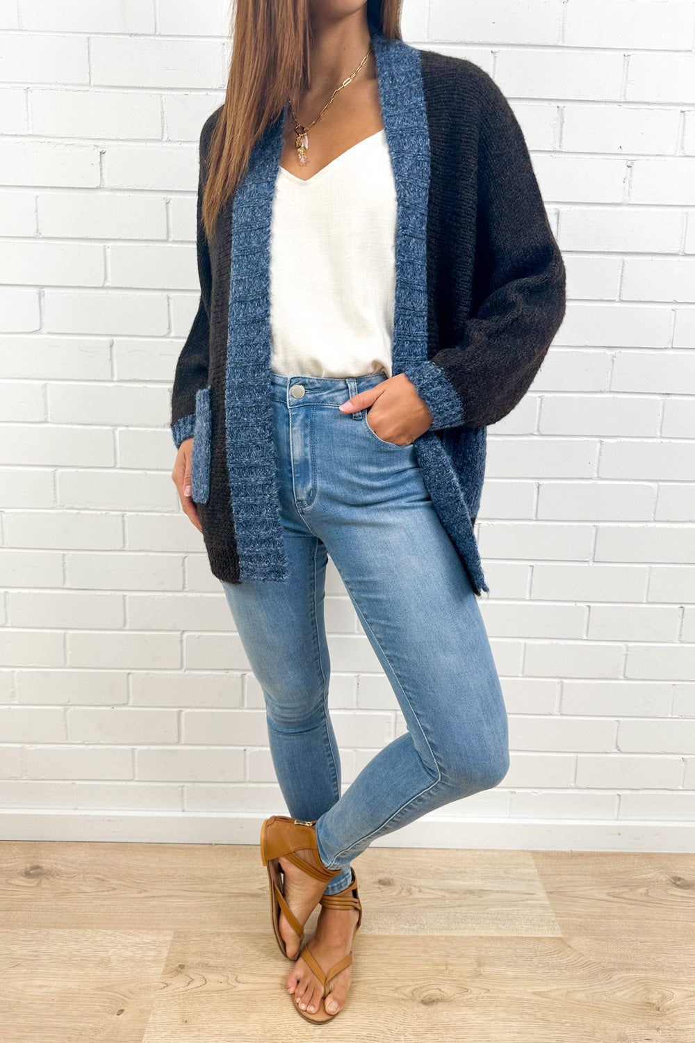 Arden Knit Cardi - Chocolate Navy-Tactilefable