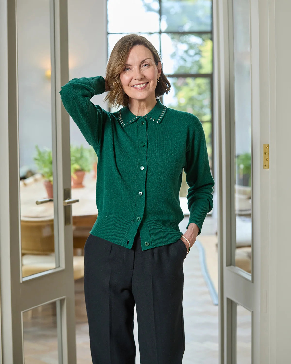 Avery Embroidered Pure Lambswool Cardigan-Tactilefable