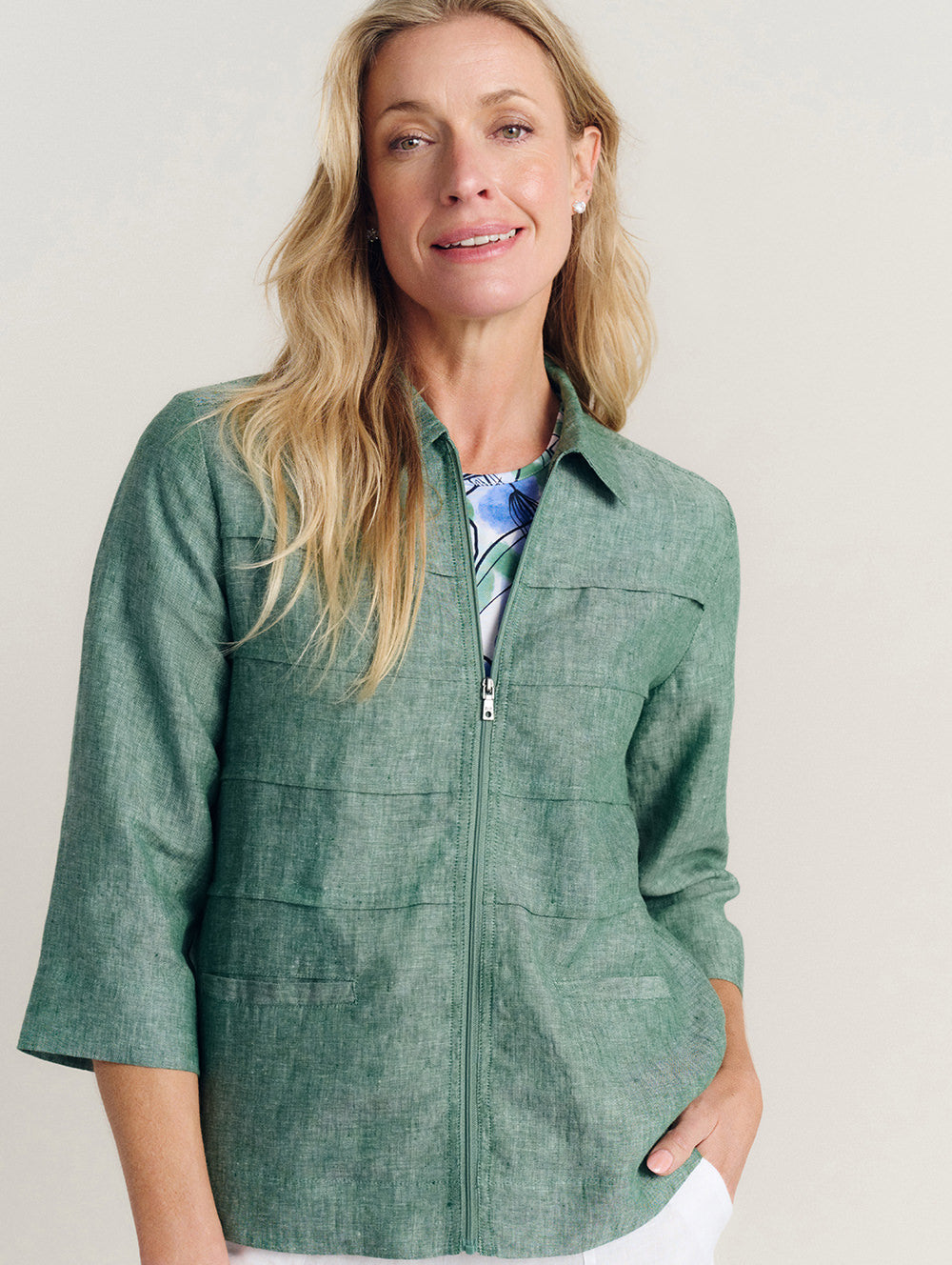 Monty 3/4 Sleeve Zip Jacket-Tactilefable