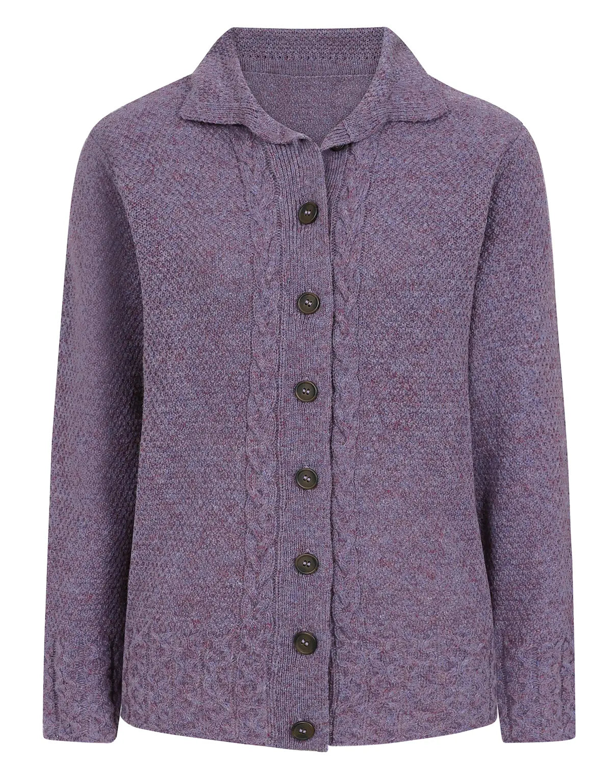 Ladies’ Pure Shetland Wool Cable Cardigan – Thistle-Tactilefable