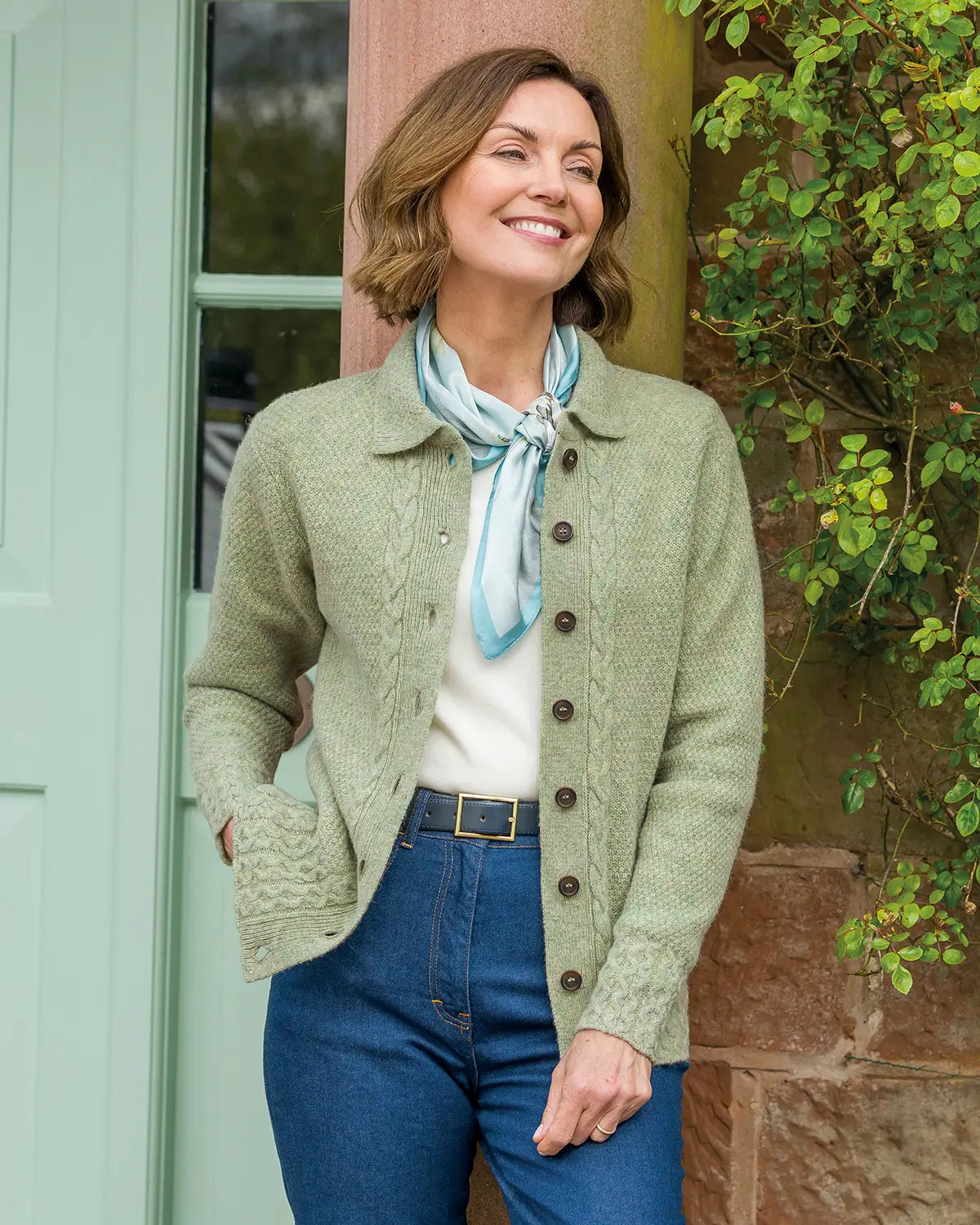 Ladies’ Pure Shetland Wool Cable Cardigan – Willow-Tactilefable