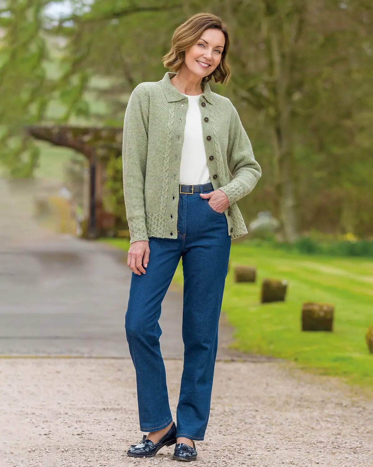 Ladies’ Pure Shetland Wool Cable Cardigan – Willow-Tactilefable