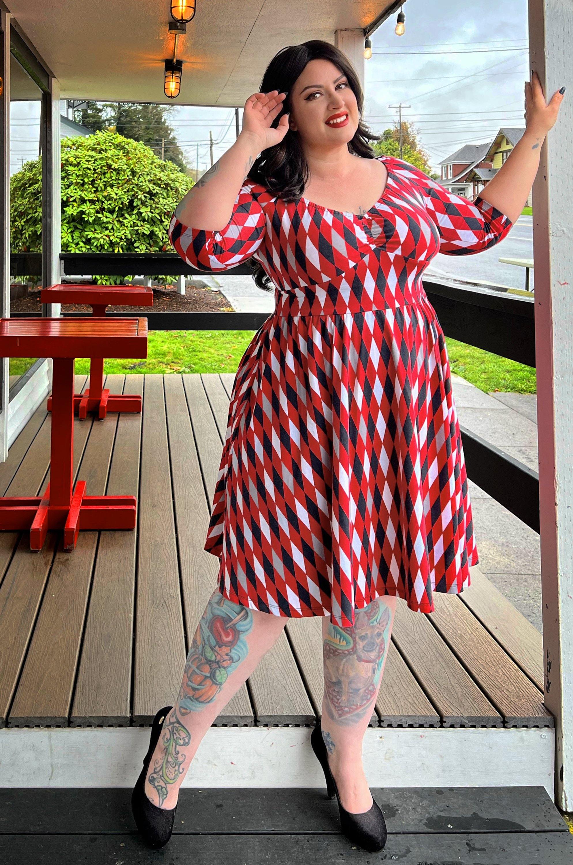 Kayla Swing Dress in Bad Girl Harlequin | Deadly Dames-Tactilefable
