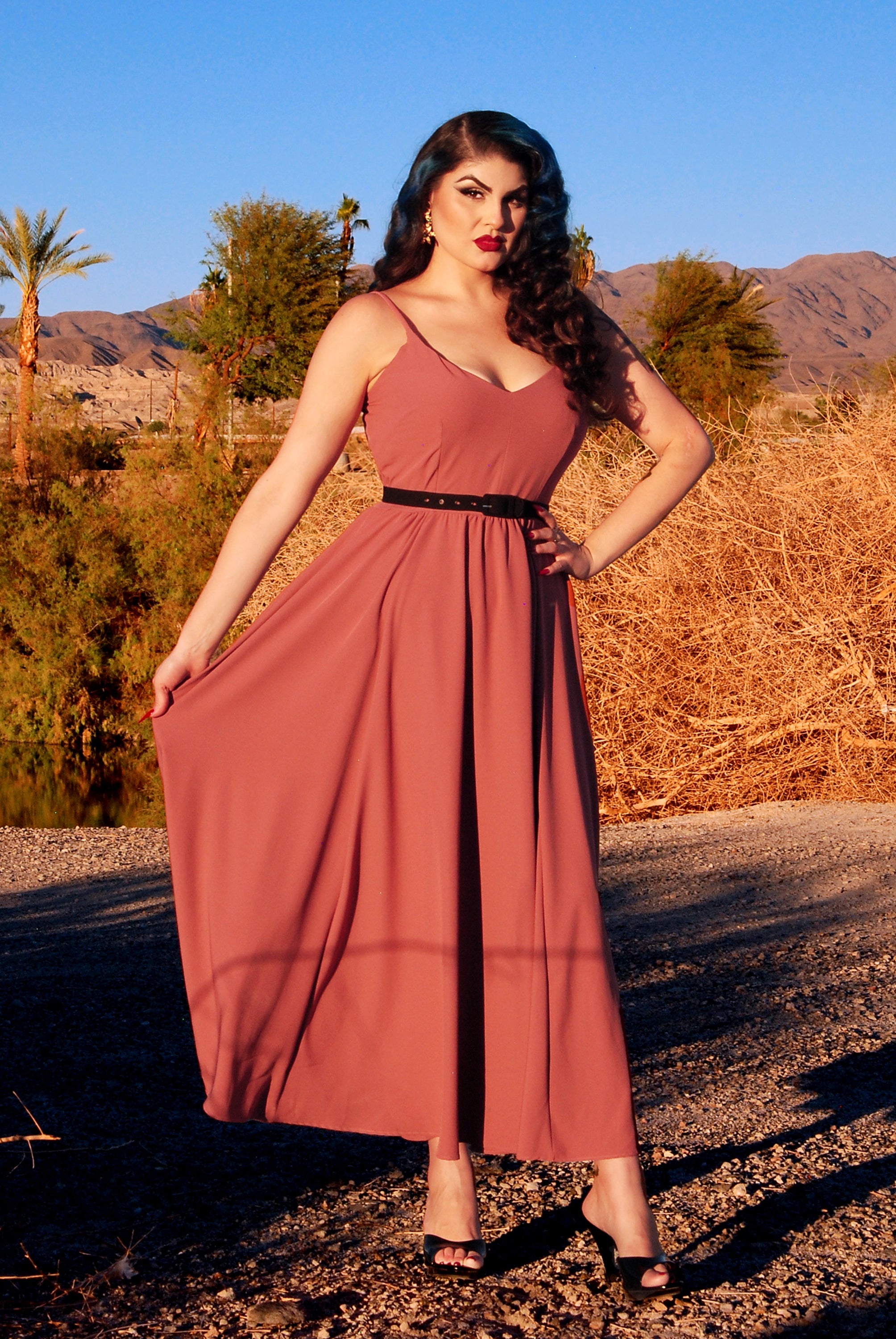 Amalie Ballerina Daytime Maxi Gown in Mulberry Pink-Tactilefable