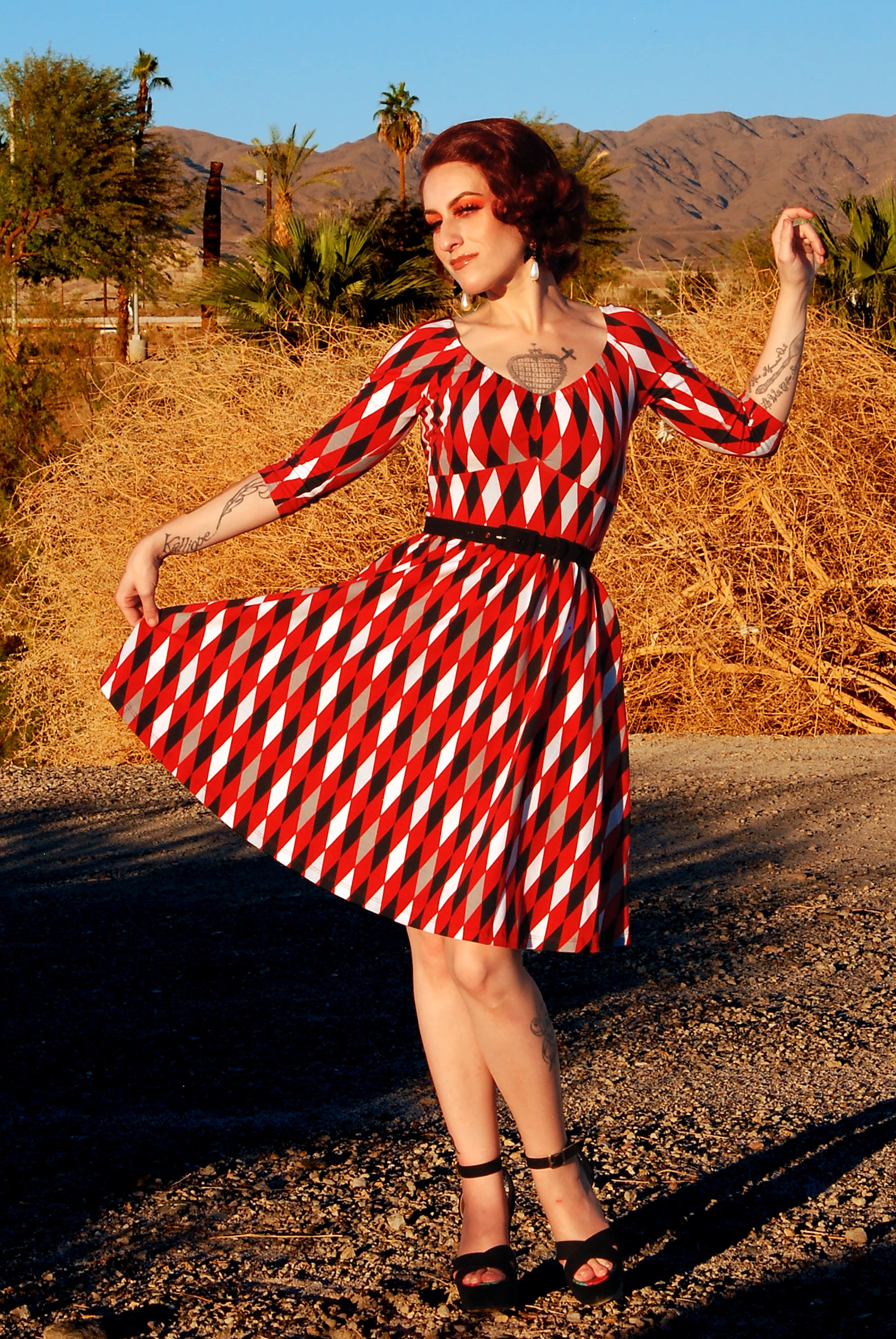 Kayla Swing Dress in Bad Girl Harlequin | Deadly Dames-Tactilefable