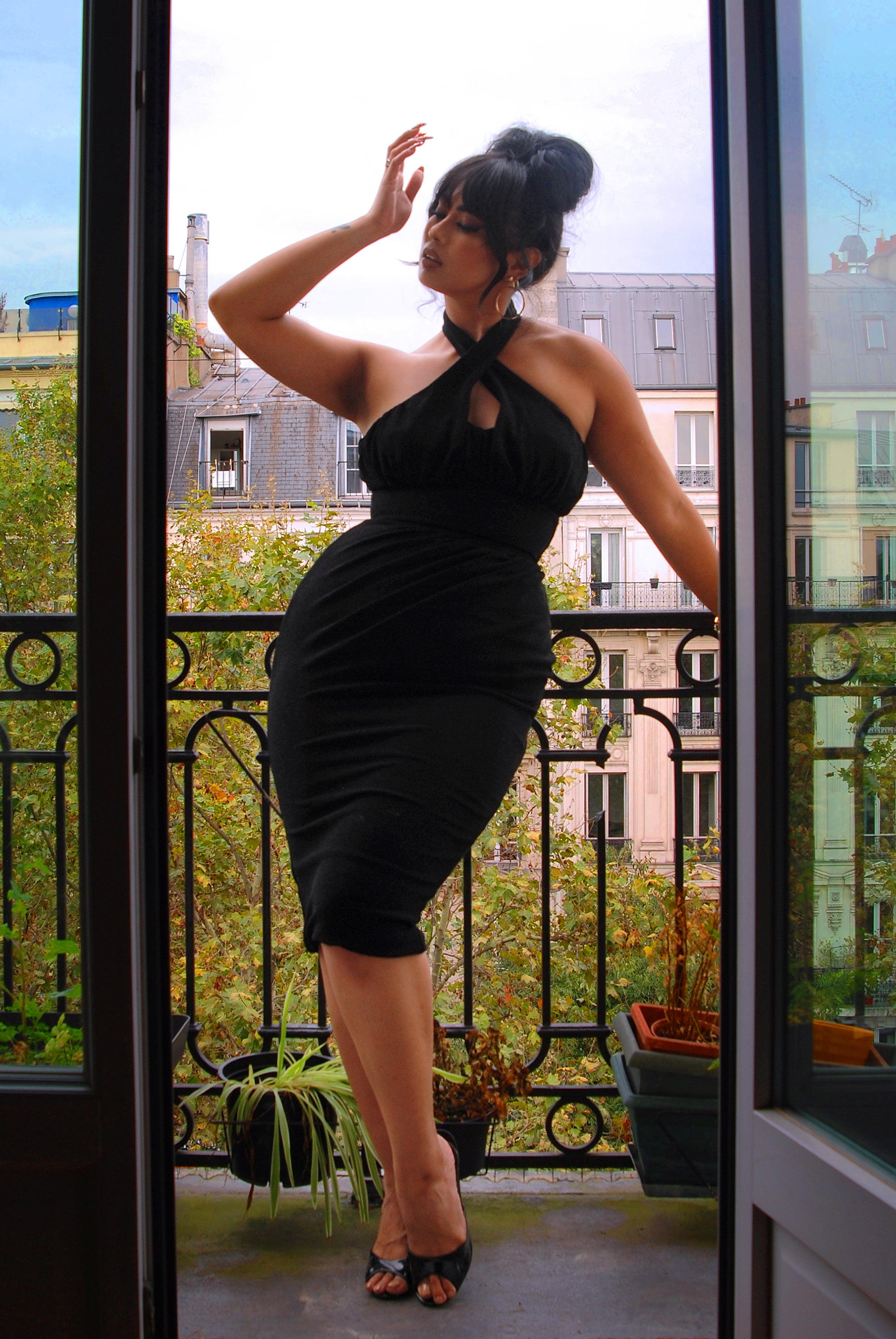 Malia Wiggle Dress in Black Lurex | Laura Byrnes Designs-Tactilefable