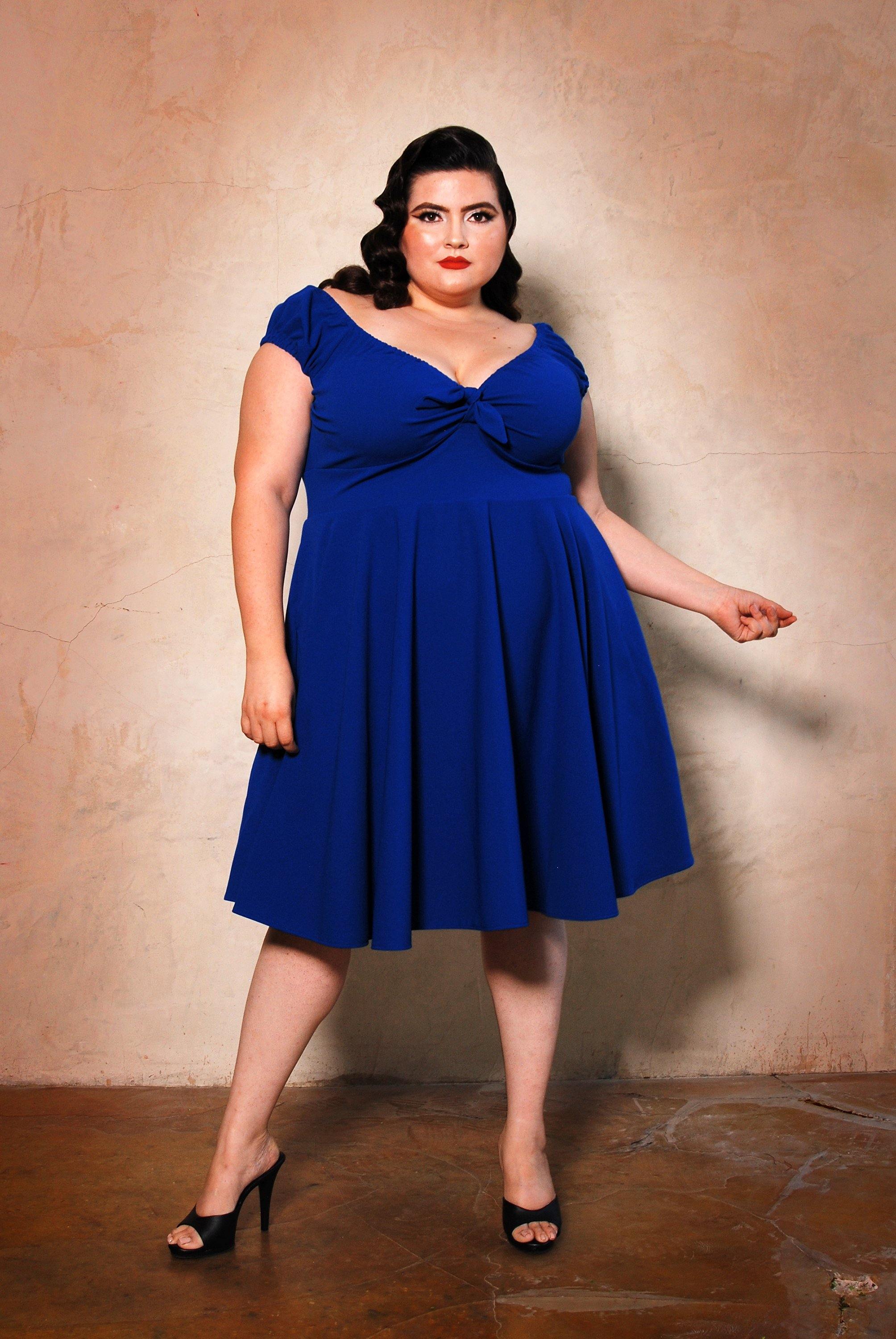 Natalie Dress in Royal Blue Crepe | Pinup Couture-Tactilefable