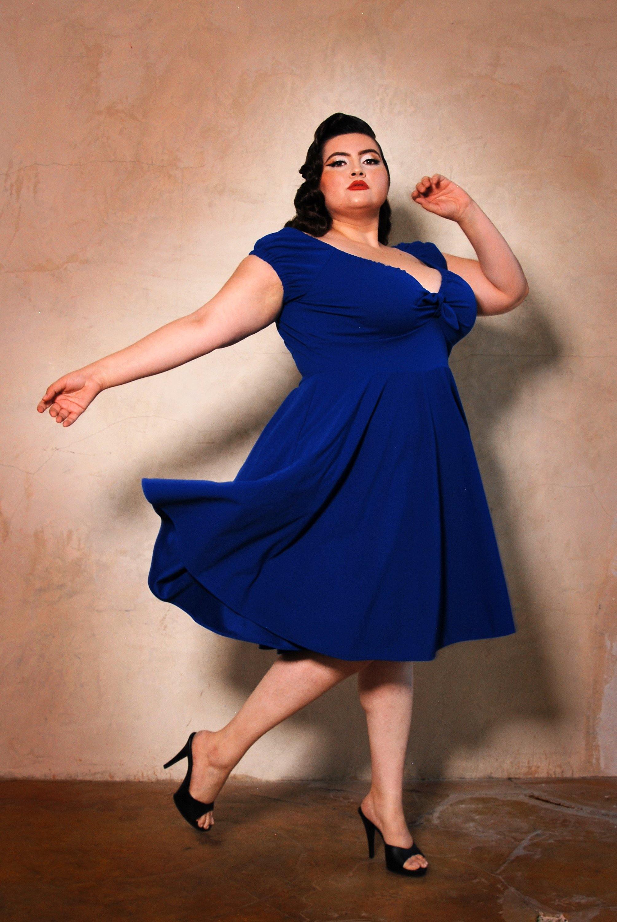 Natalie Dress in Royal Blue Crepe | Pinup Couture-Tactilefable
