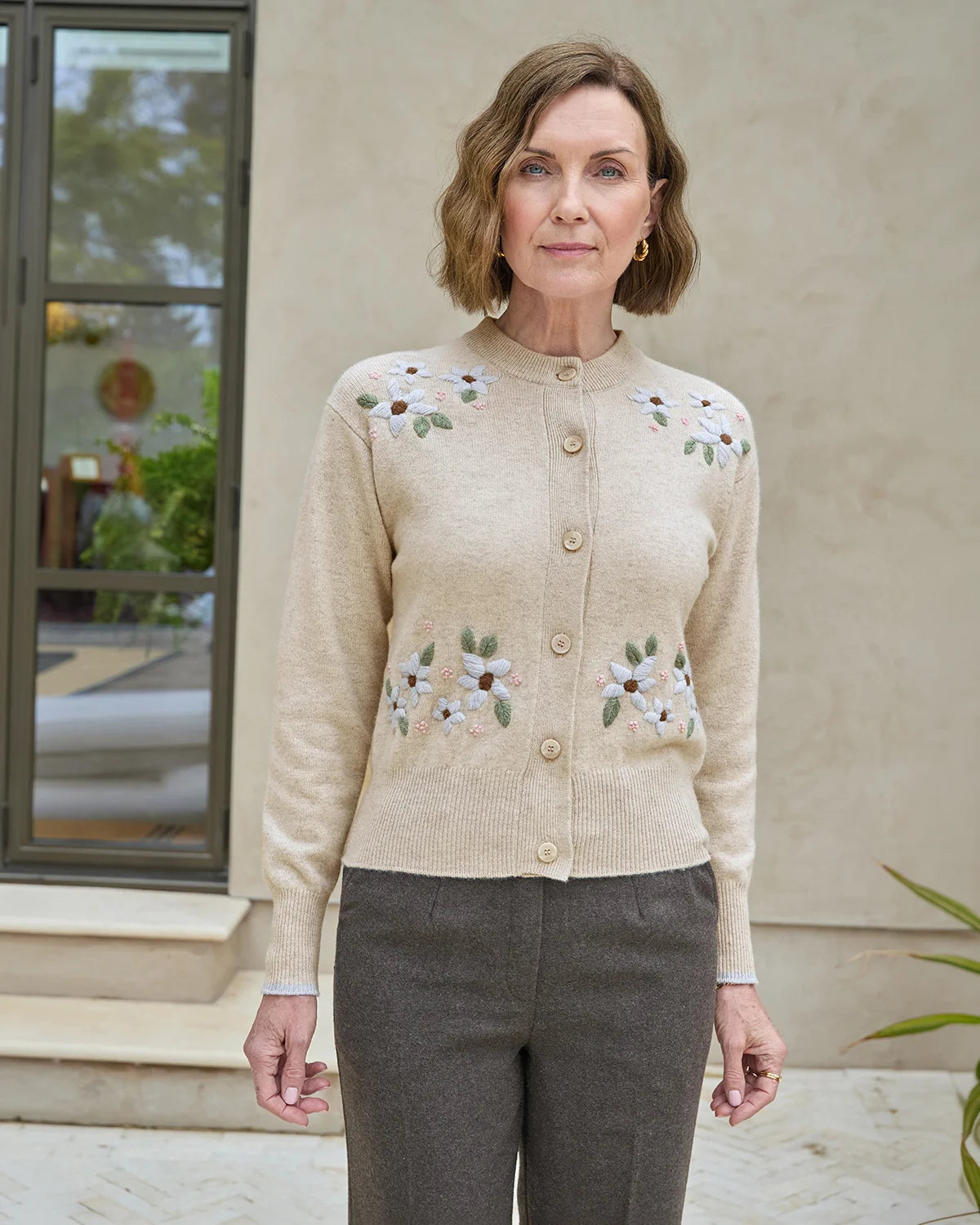 Delores Embroidered Pure Lambswool Cardigan-Tactilefable
