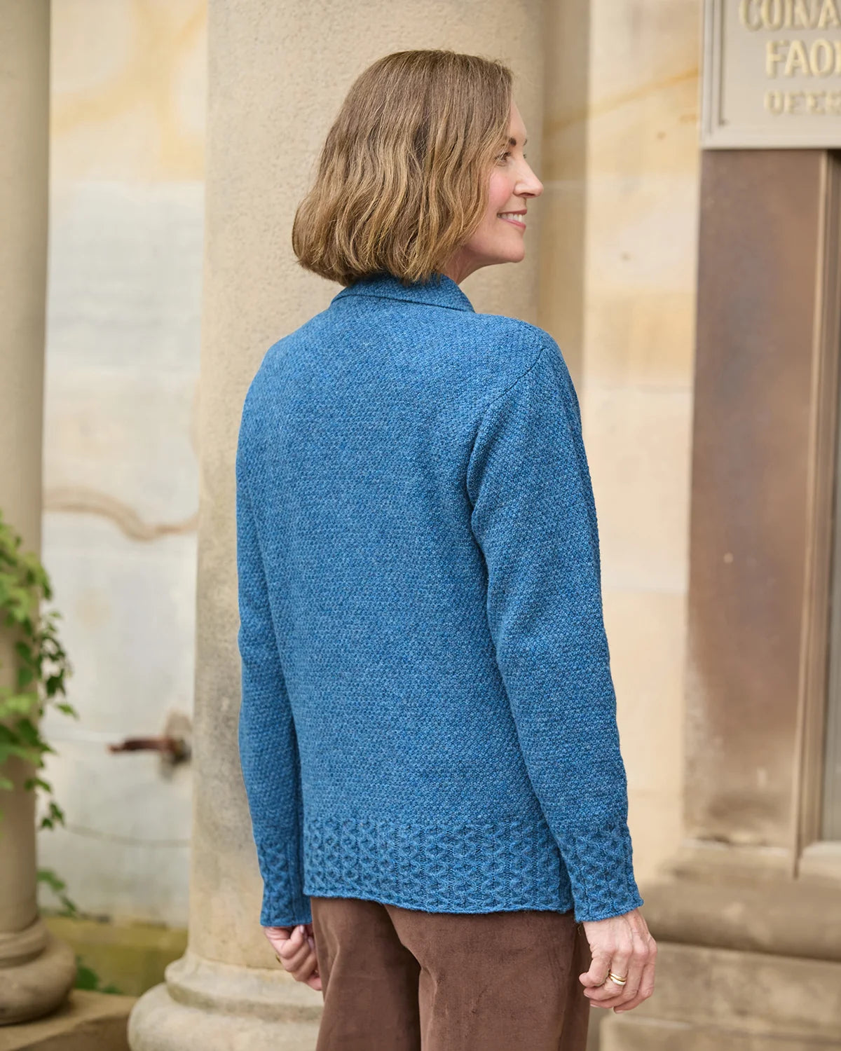 Ladies’ Pure Shetland Wool Cable Cardigan – Denim-Tactilefable