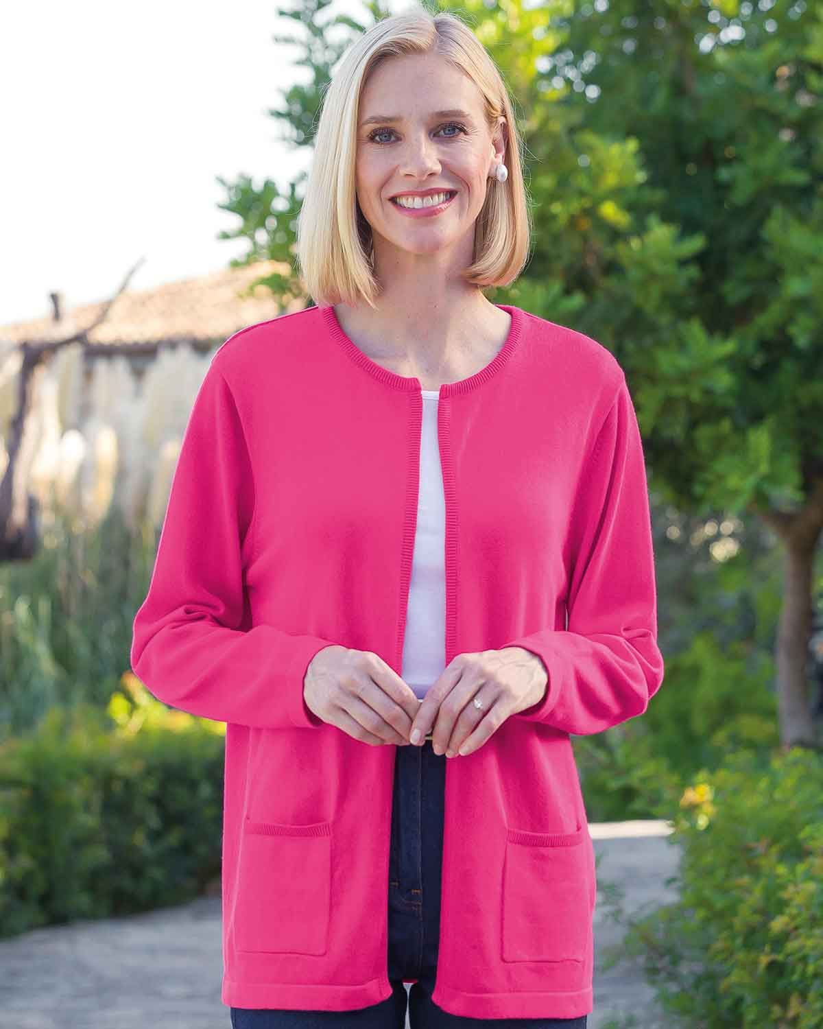 Pure Cotton Ladies Cardigan - Pink-Tactilefable